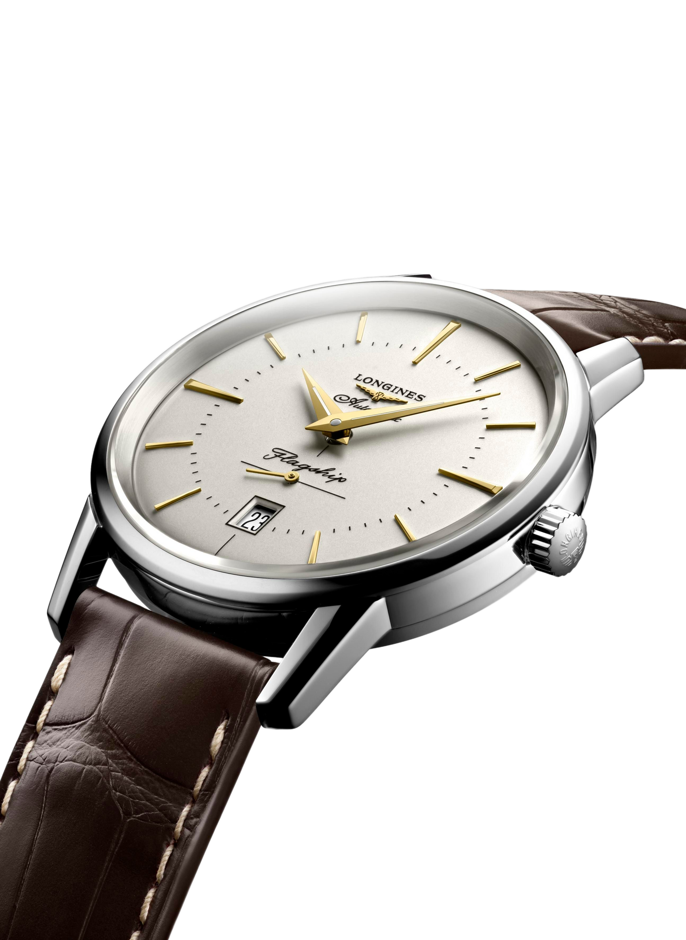 Montre automatique Flagship Heritage en cuir LONGINES Blanc