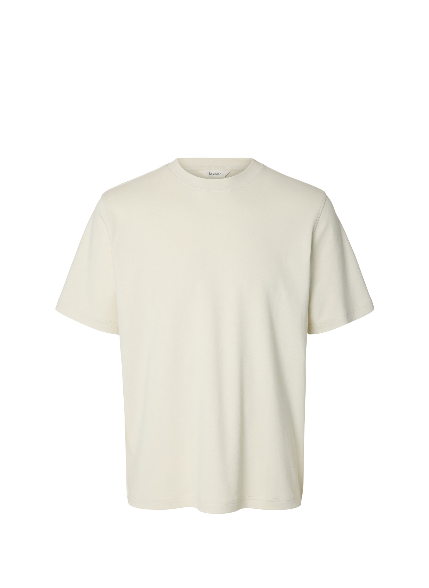 Gerader Baumwoll-T-Shirt SELECTED Beige