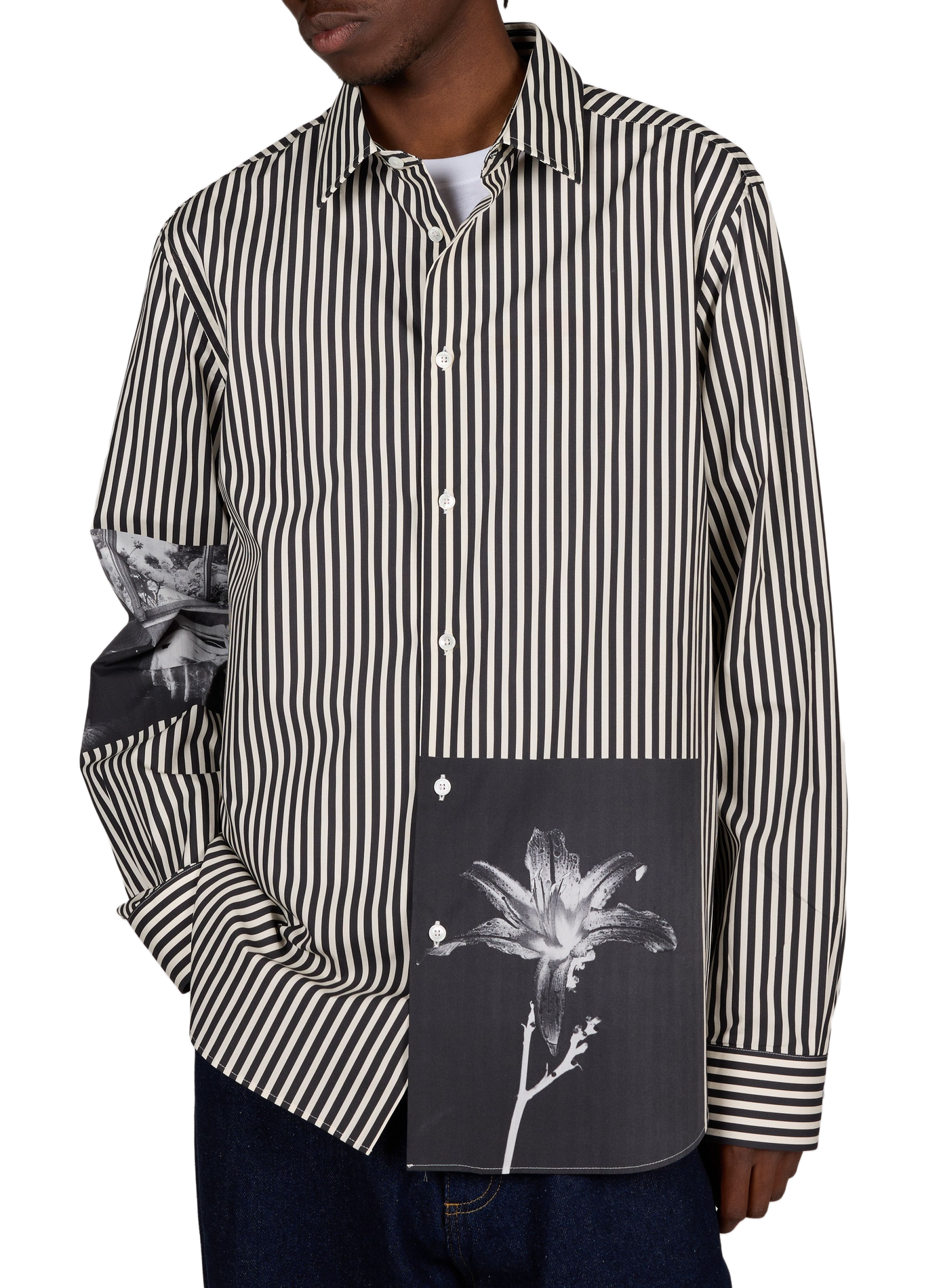 Oversized Striped Cotton Shirt PAUL SMITH Black