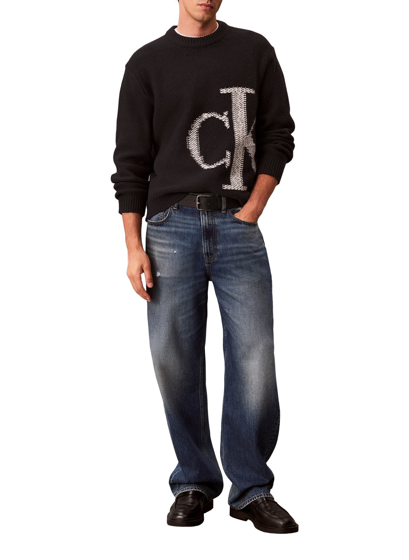 Organic cotton round-neck jumper CALVIN KLEIN Black