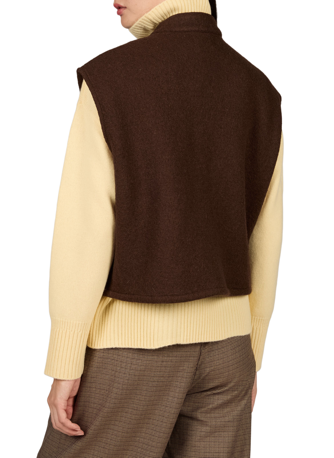 Gerade geschnittene ärmellose Jacke aus Wolle GARANCE Braun