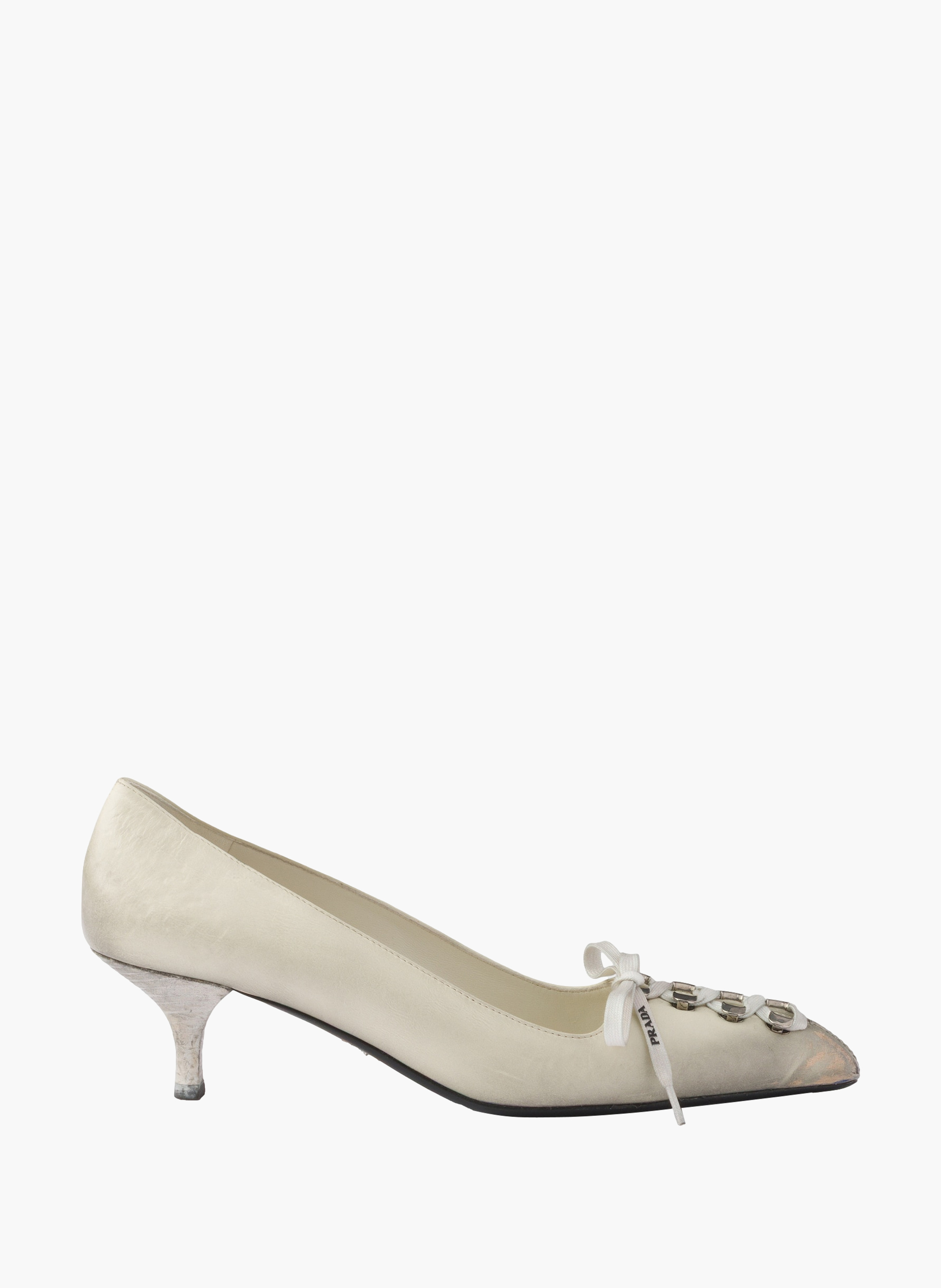Escarpins en cuir vieilli PRADA Beige