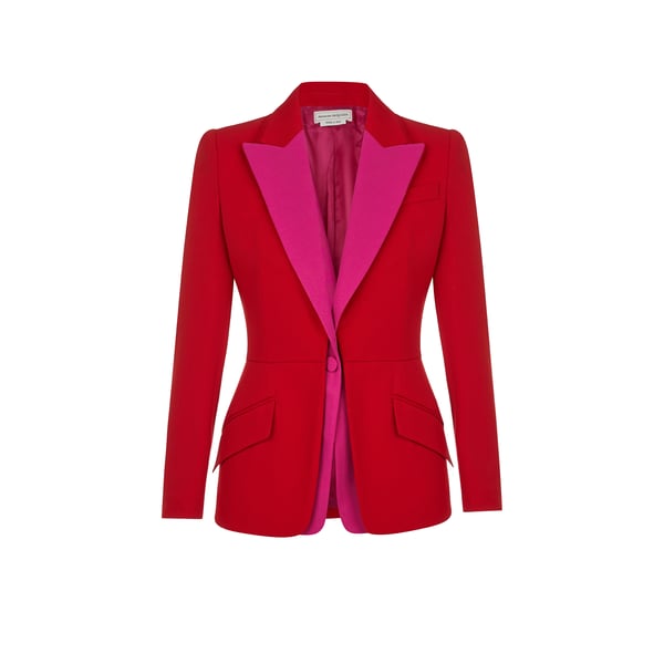 Blazer à double revers en laine et soie