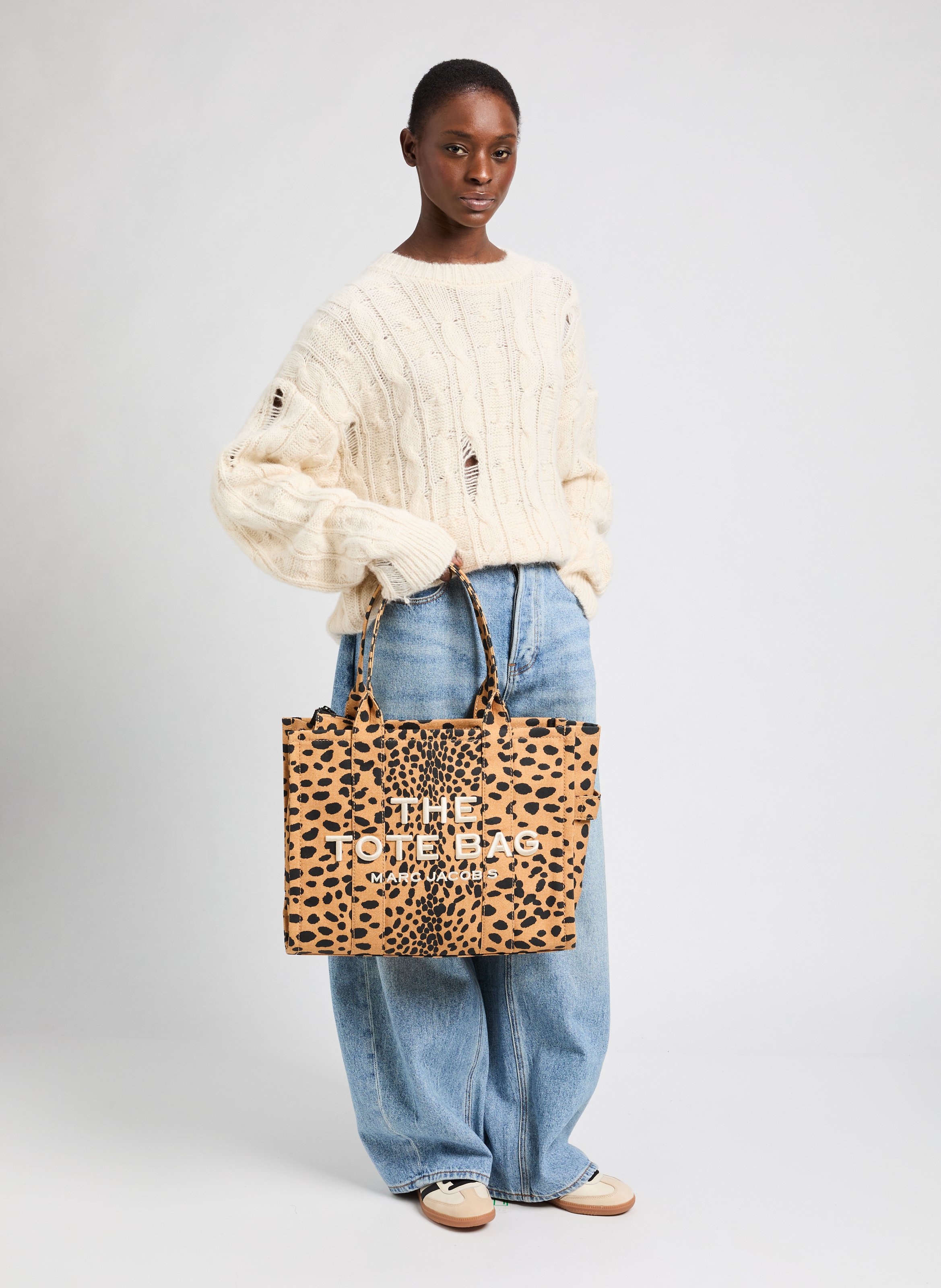 Sac cabas The Cheetah Canvas Large Tote Bag MARC JACOBS Noir