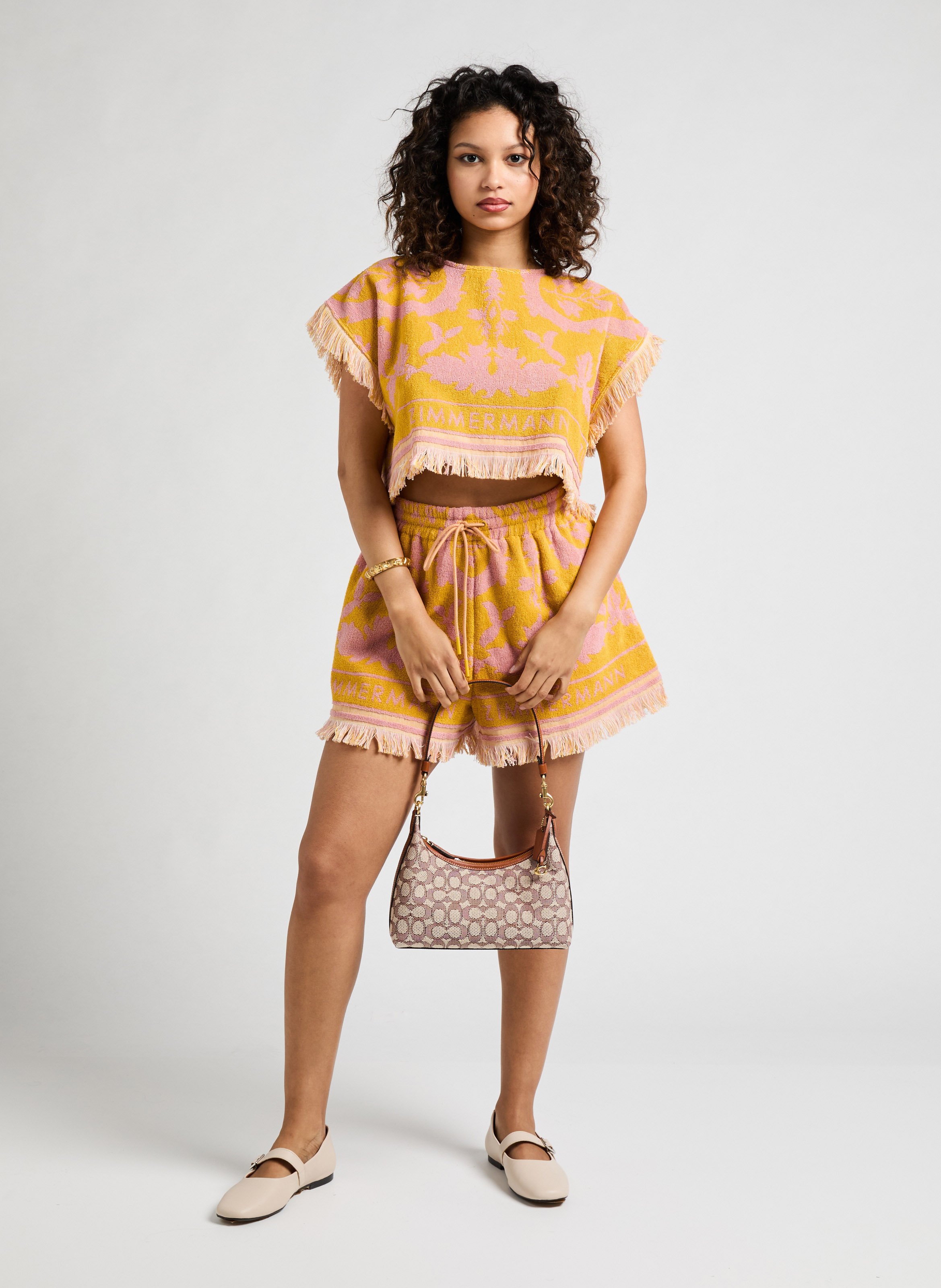 Top texturé en coton ZIMMERMANN Jaune