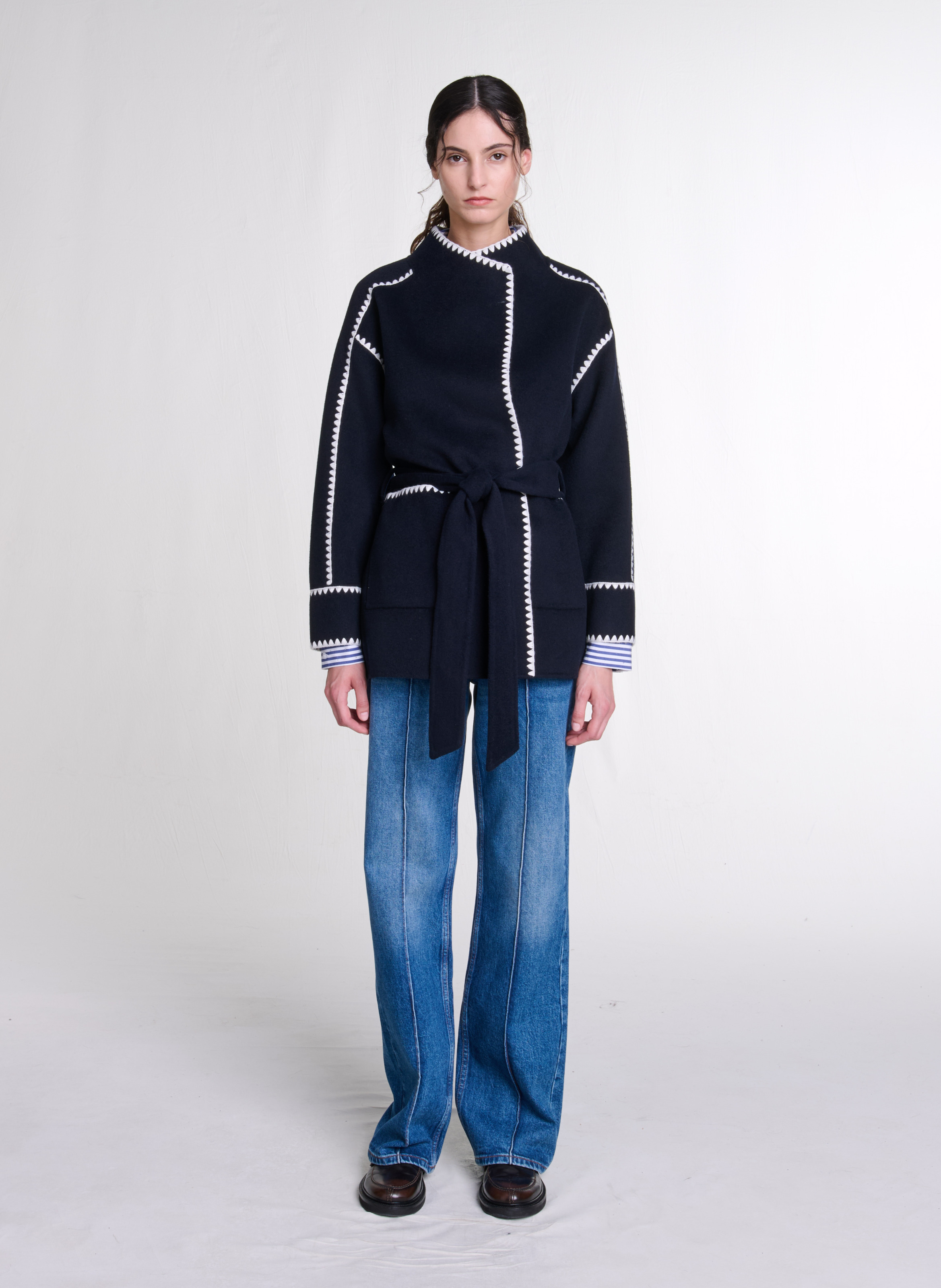 Veste col montant en laine mélangée MAJE Bleu