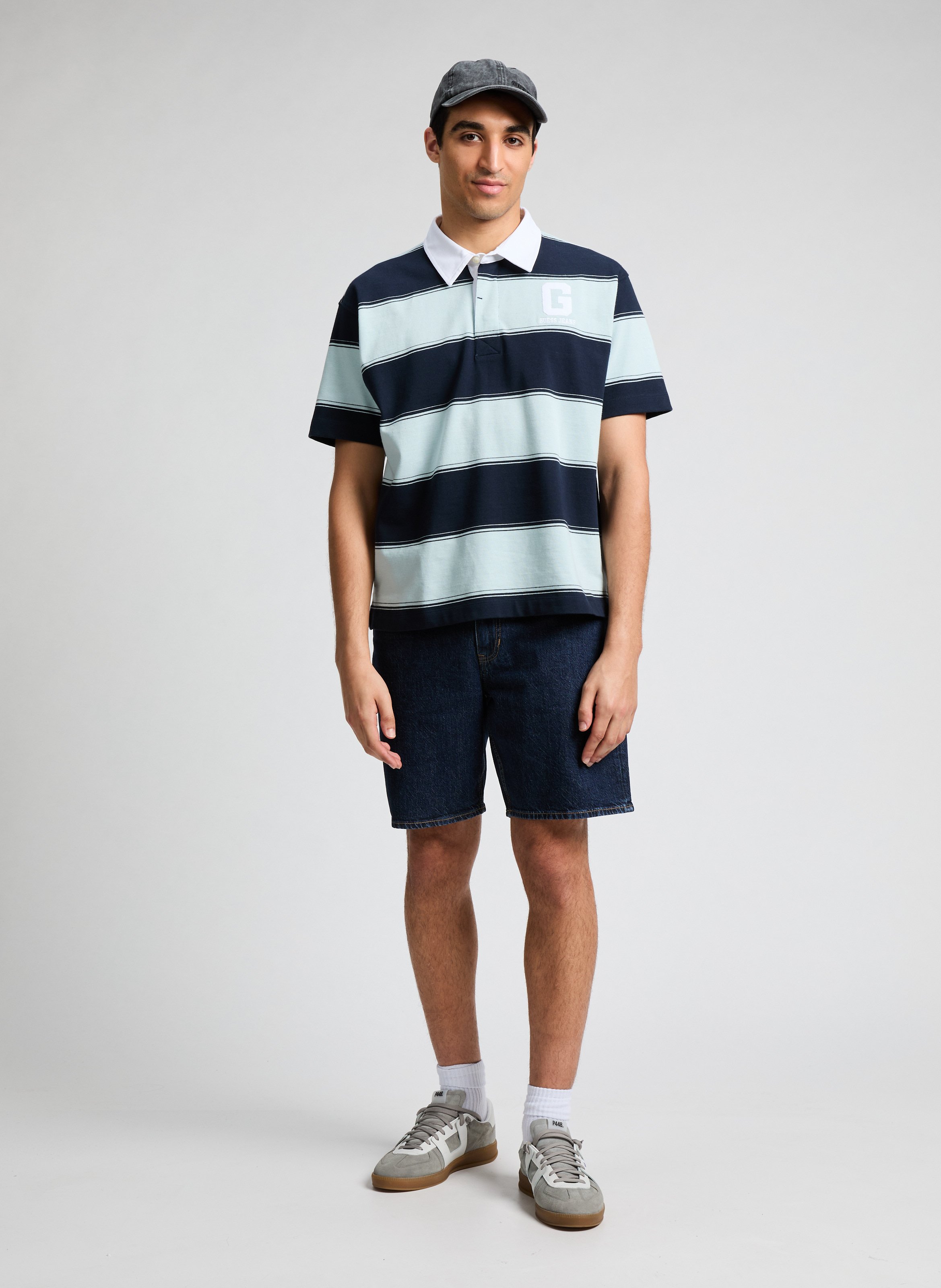 Polo en coton rayé GUESS Bleu