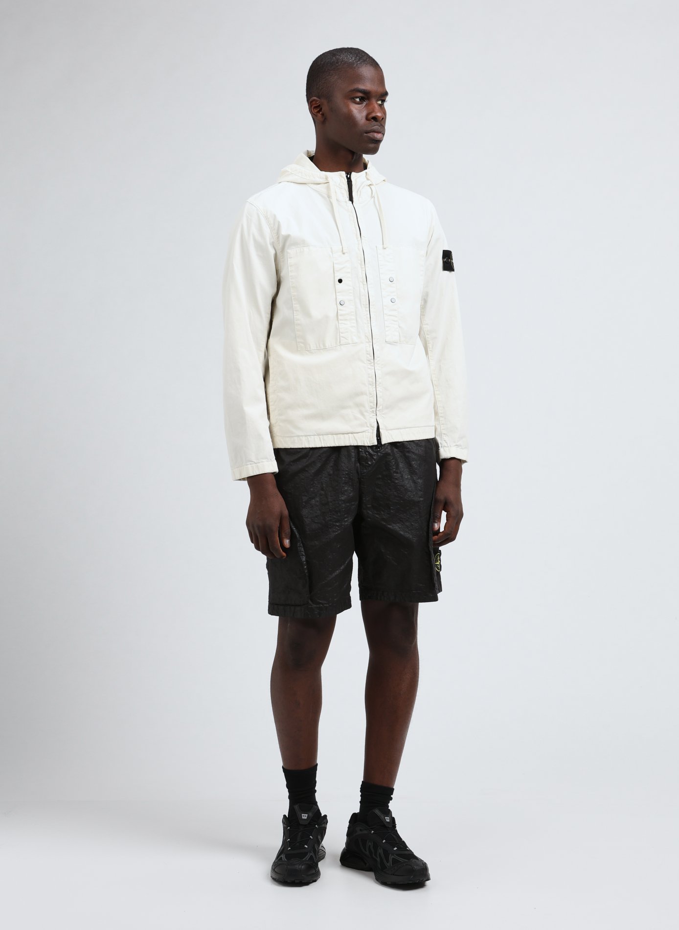 Veste à capuche en coton mélangé STONE ISLAND Beige