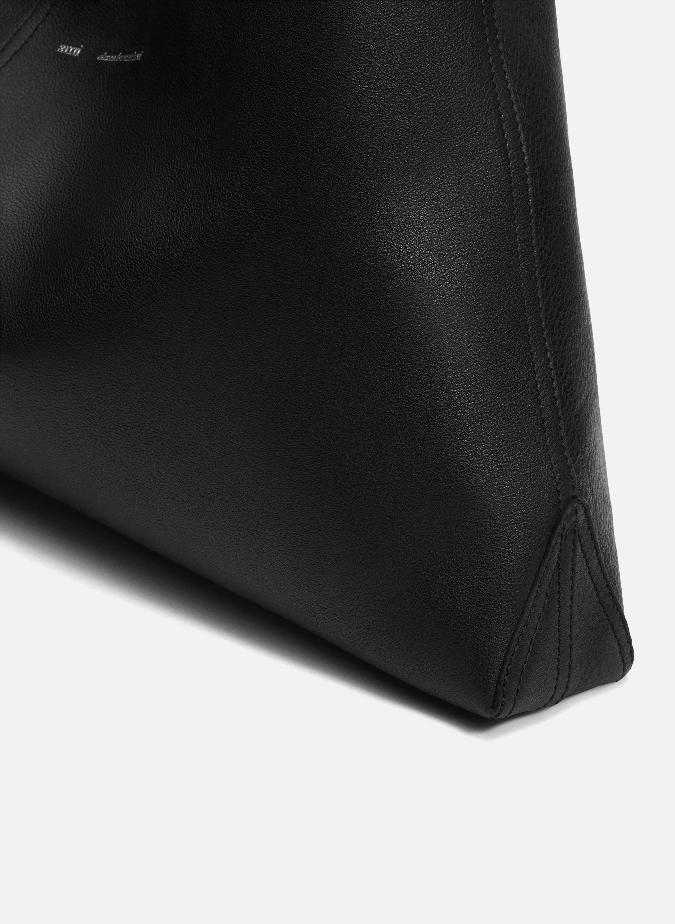 Sac porté epaule etienne en cuir souple unisexe AMI PARIS Noir