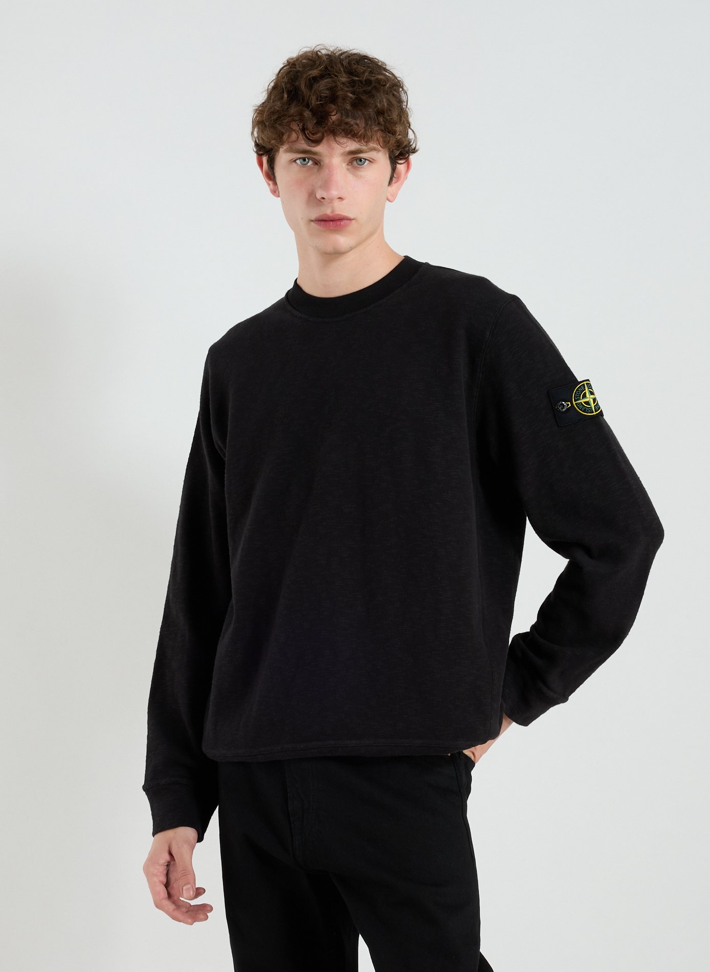 STONE ISLAND Sweatshirt droit en coton Noir