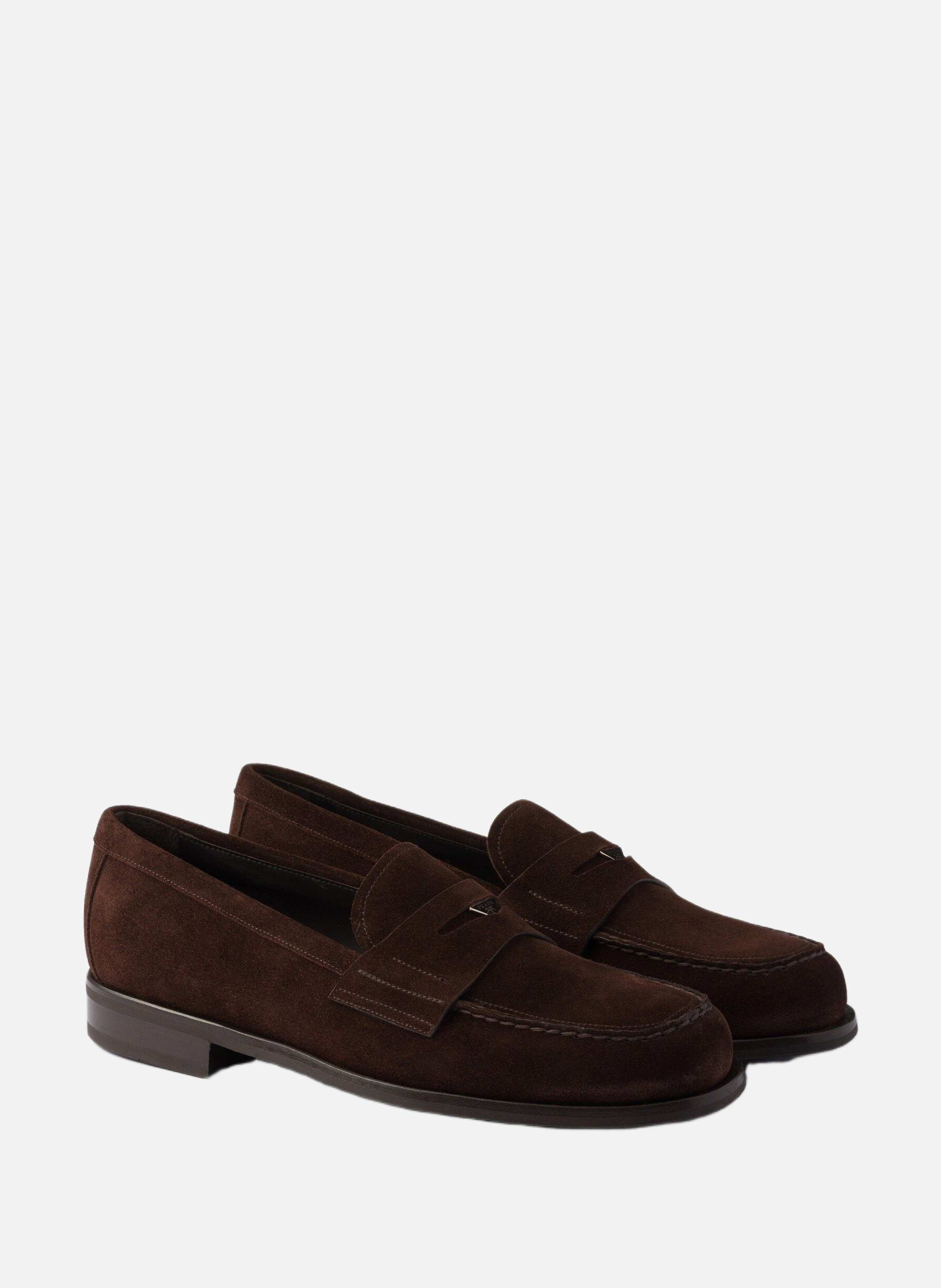 Mocassins en veau velours PRADA Marron
