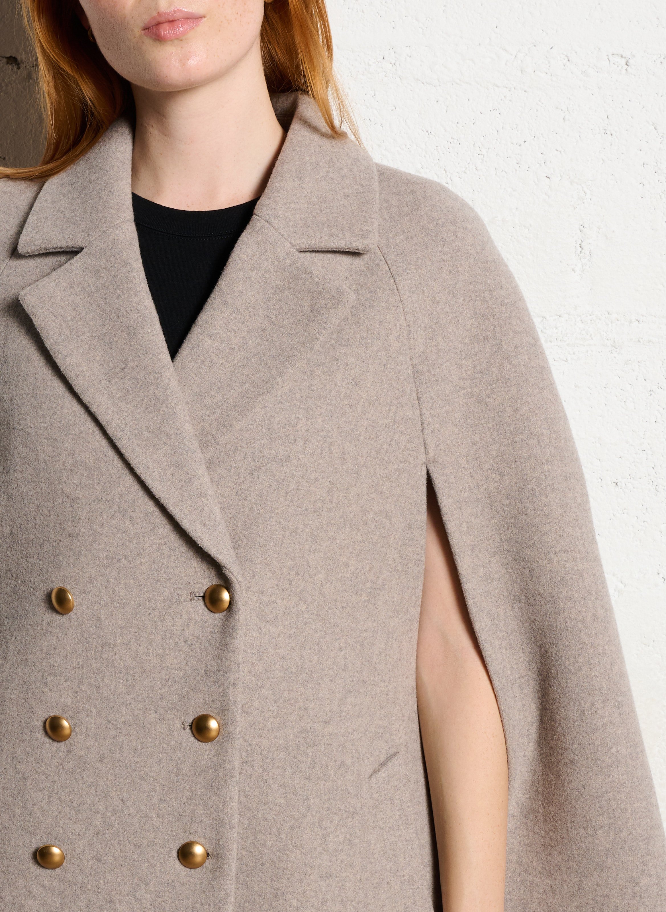 Cape col tailleur en laine mélangée IKKS Beige