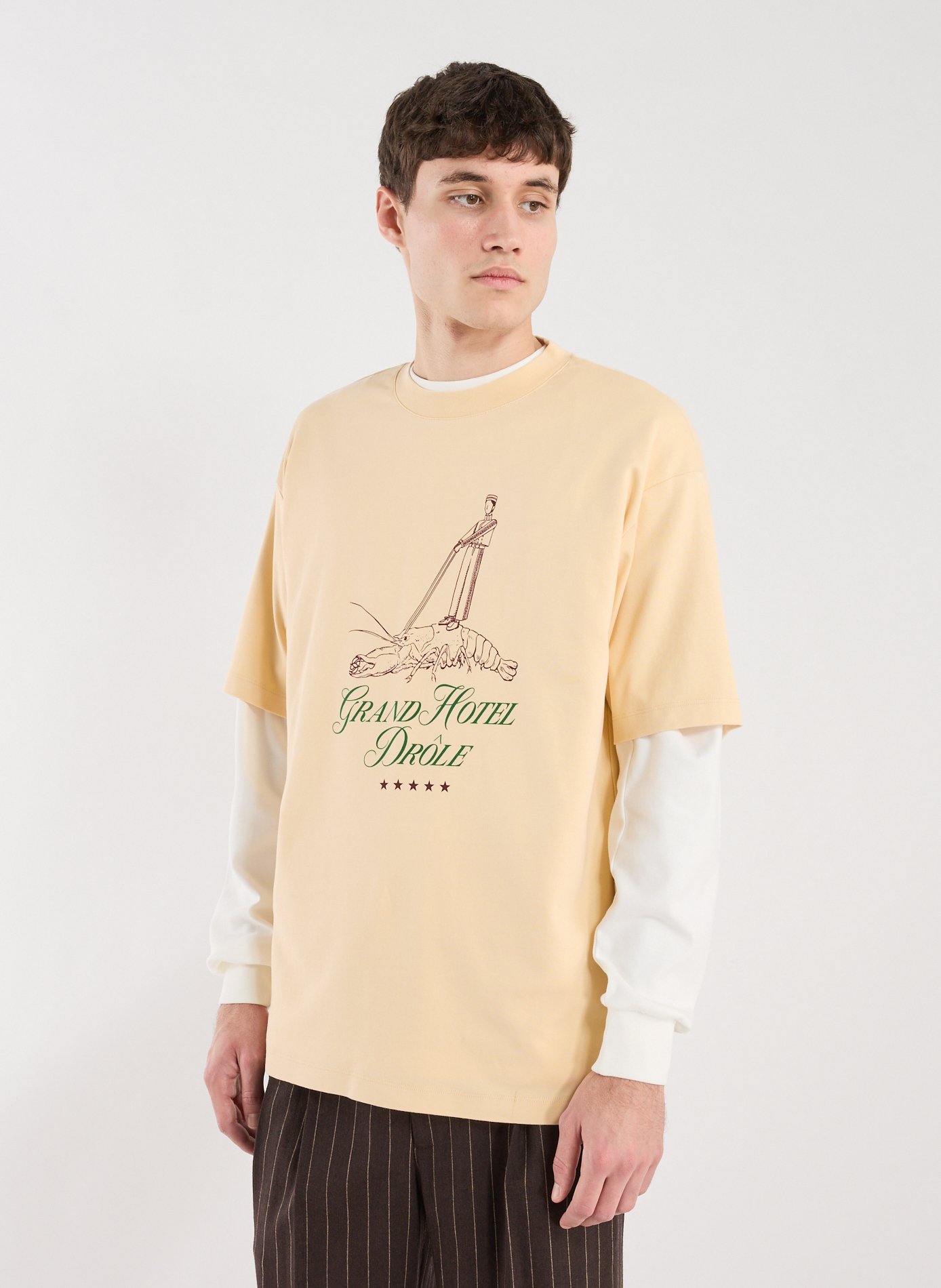 T-Shirt ample imprimé en coton DROLE DE MONSIEUR Beige