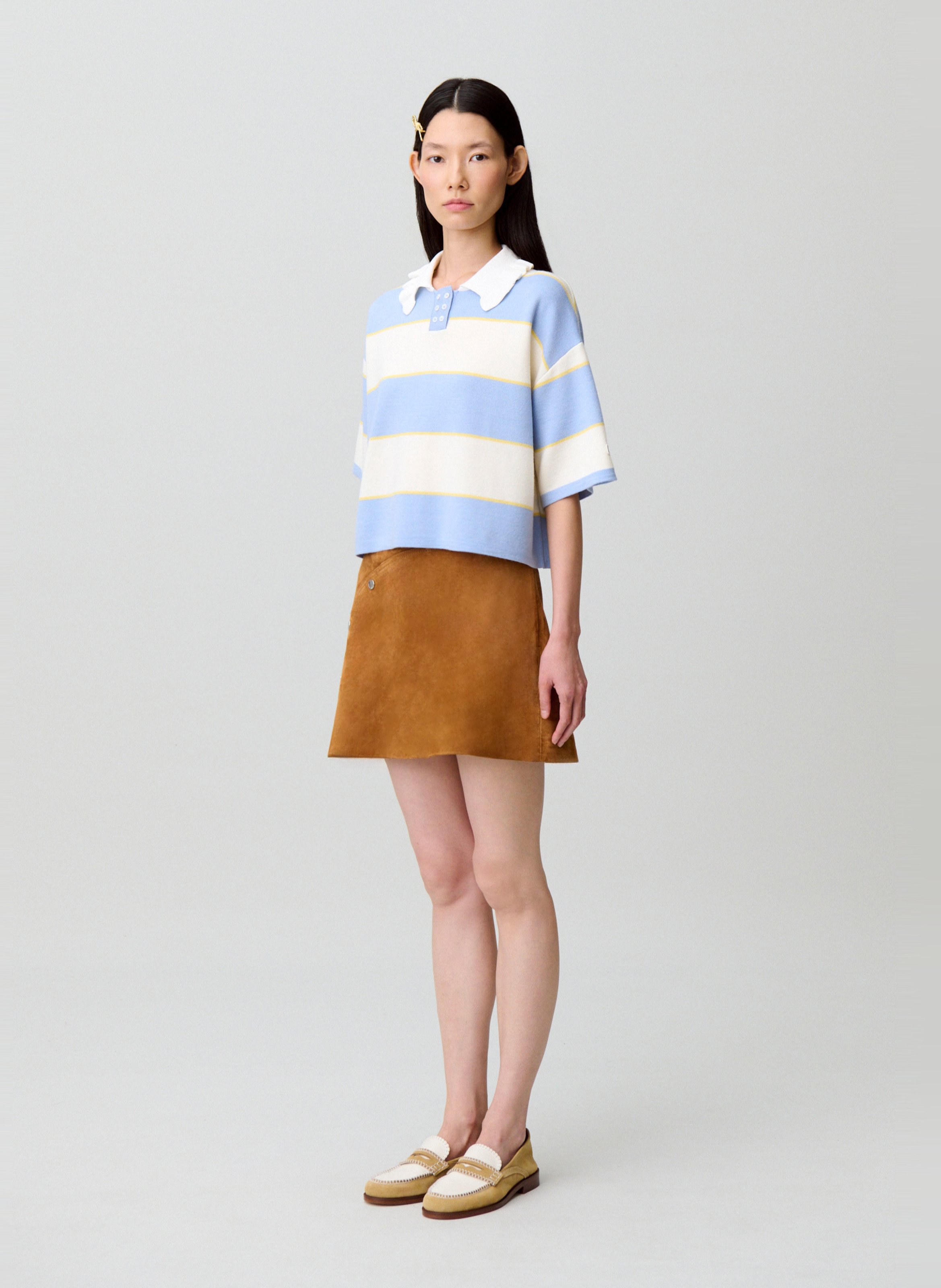 Pull col claudine en laine mélangée CLAUDIE PIERLOT Bleu