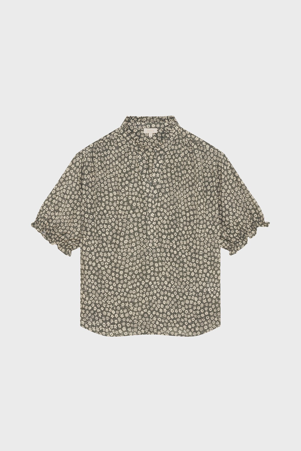 Blouse fleurie à volants - camillea PABLO Kaki
