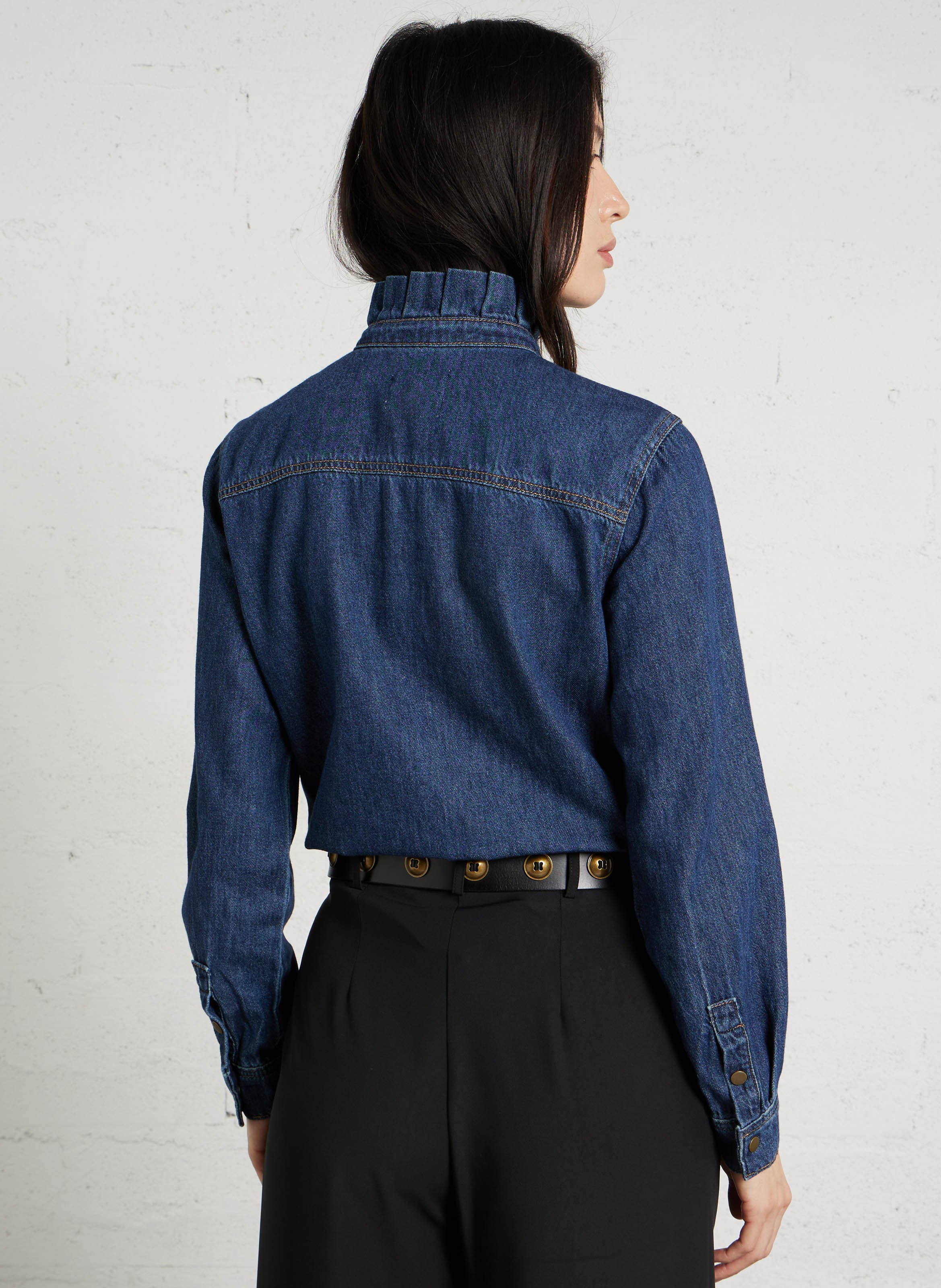Chemise droite col rond en coton denise MAISON 123 Bleu