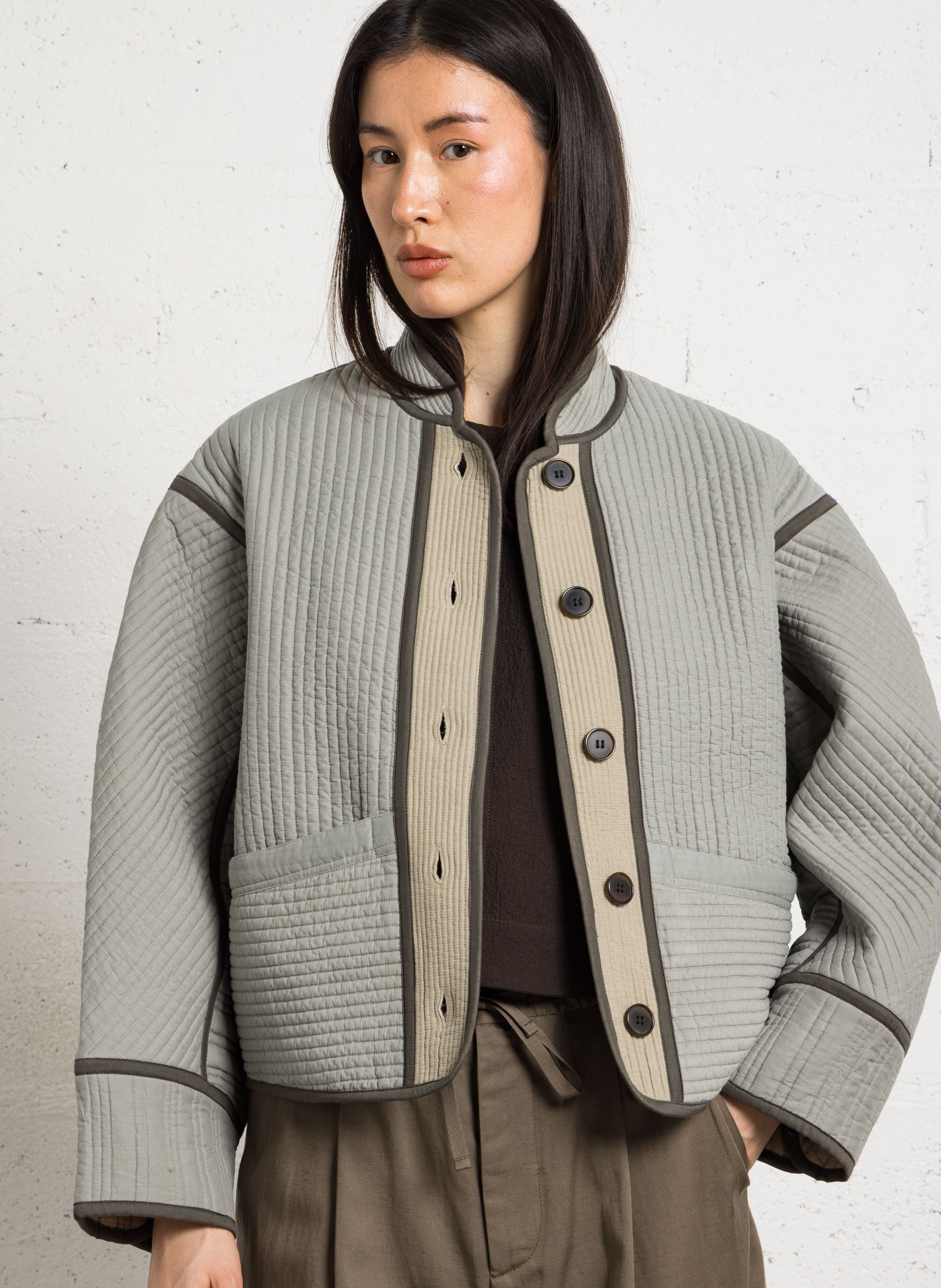 Veste oversize en coton patchouli SOEUR Vert