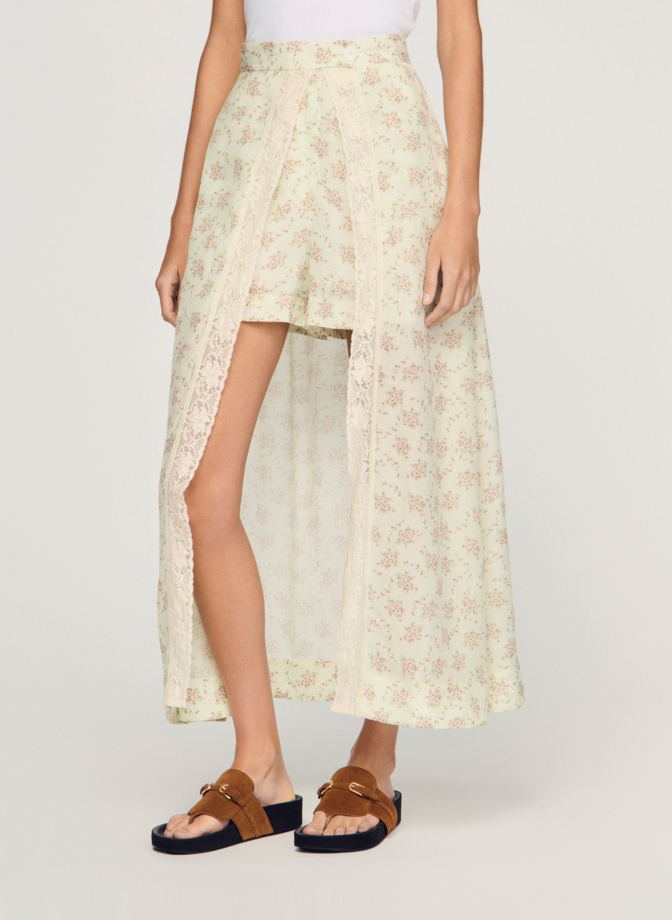 Jupe droite imprimée SANDRO Rose