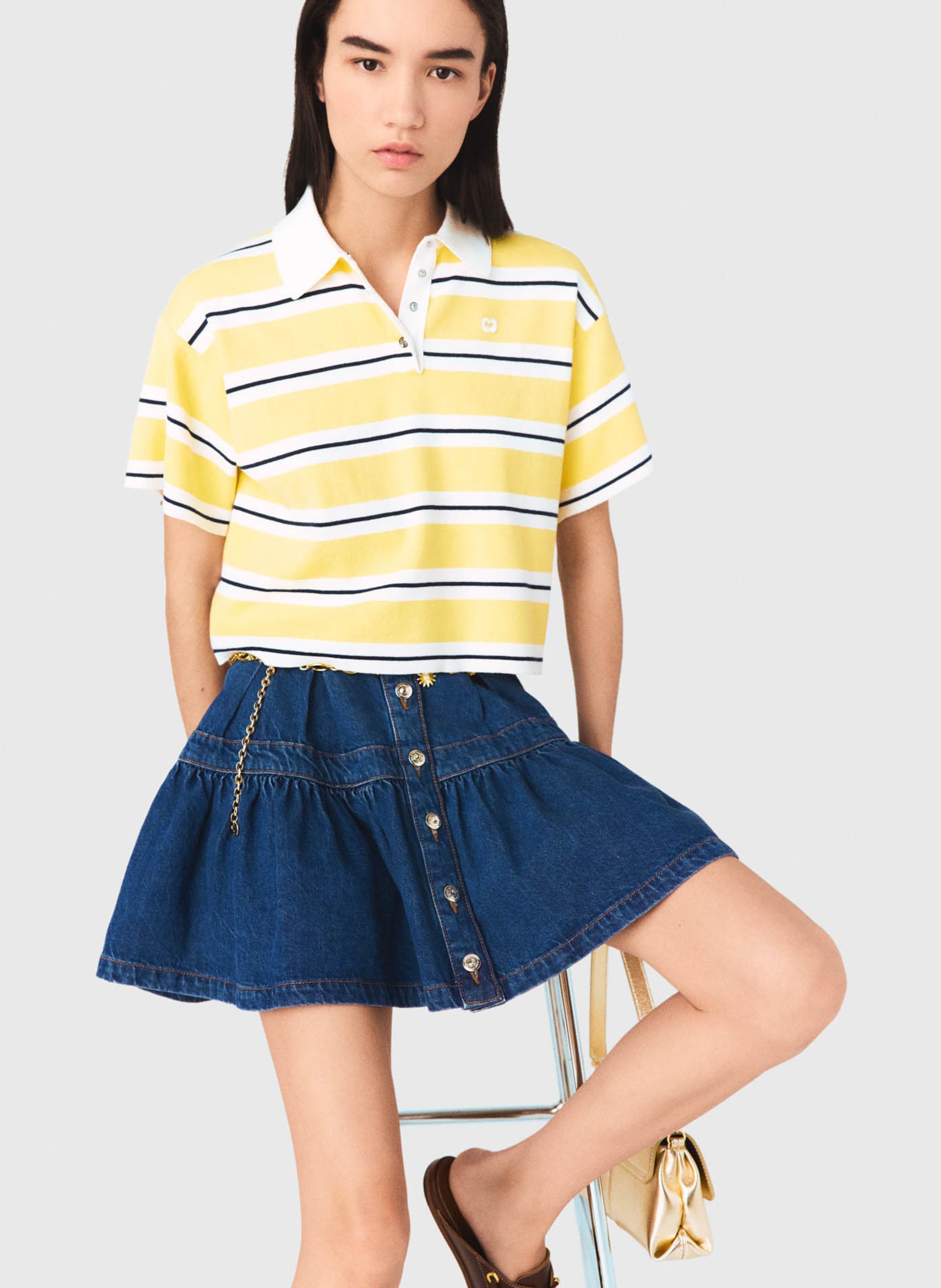 Polo droit en coton mélangé MAJE Jaune