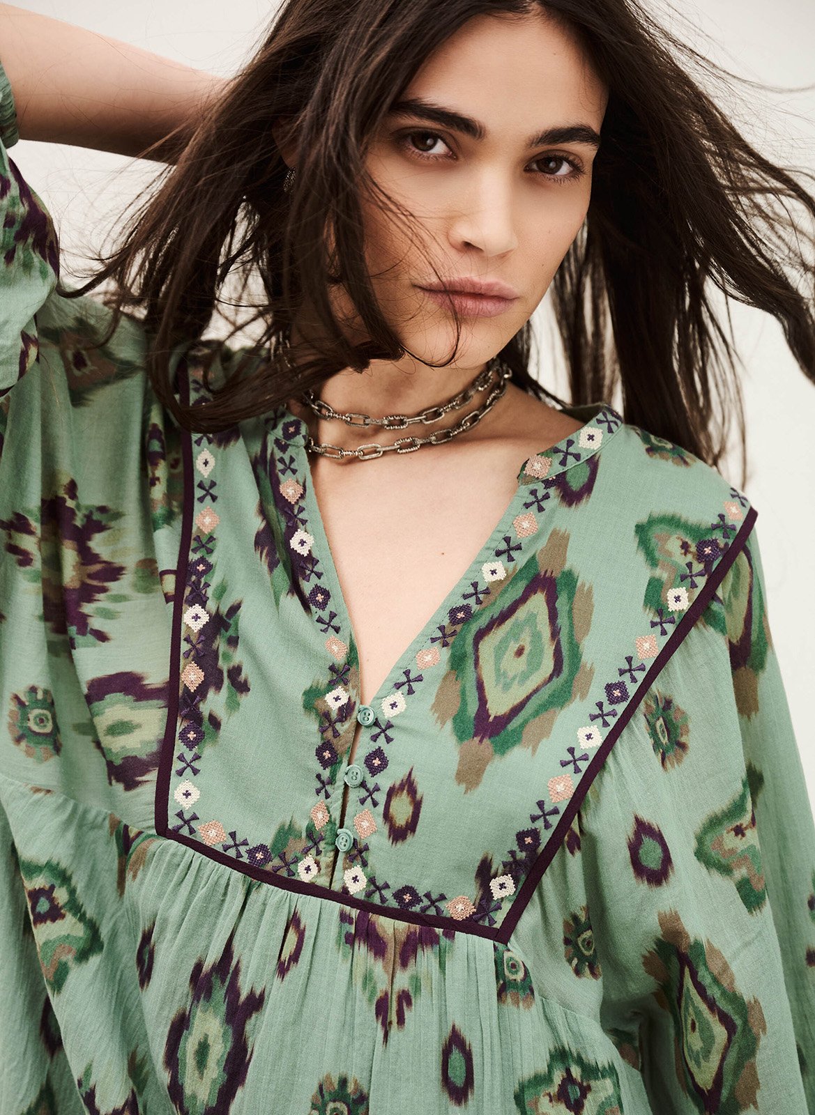 Robe midi imprimée oelia BA&SH Vert