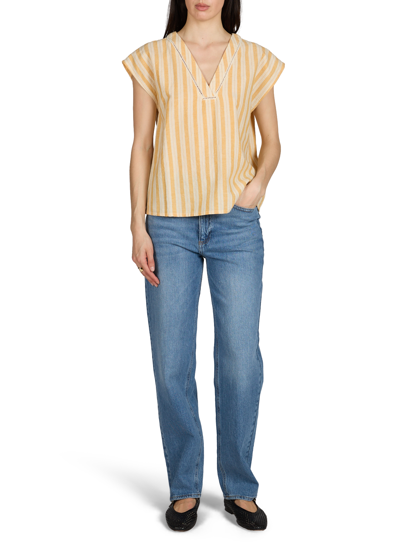 Blouse Viseldia in katoen VILA Beige