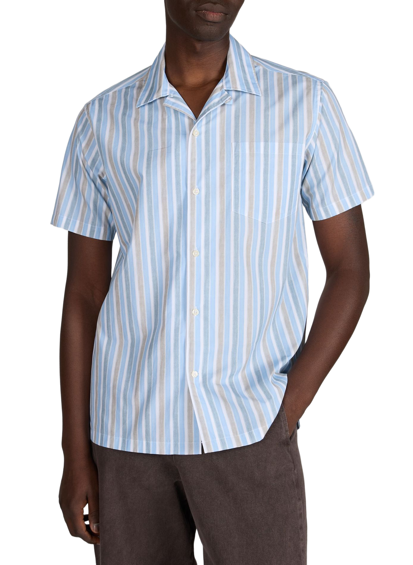 Chemise droite rayée Heture en coton AU PRINTEMPS PARIS Multicolore