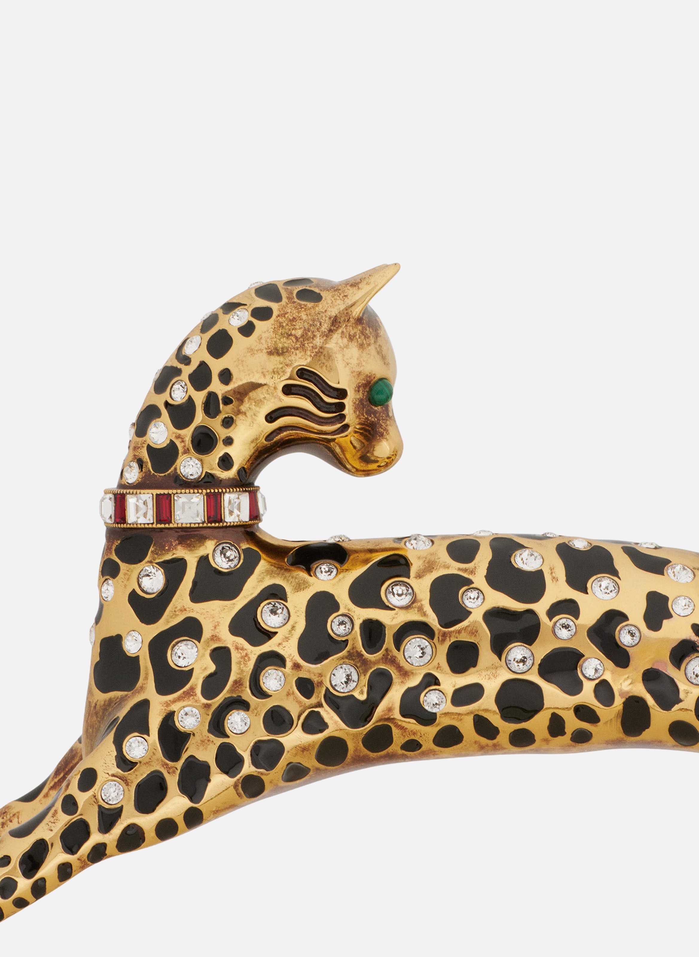 Sac pencil cat en cuir brillant et strass LANVIN Blanc