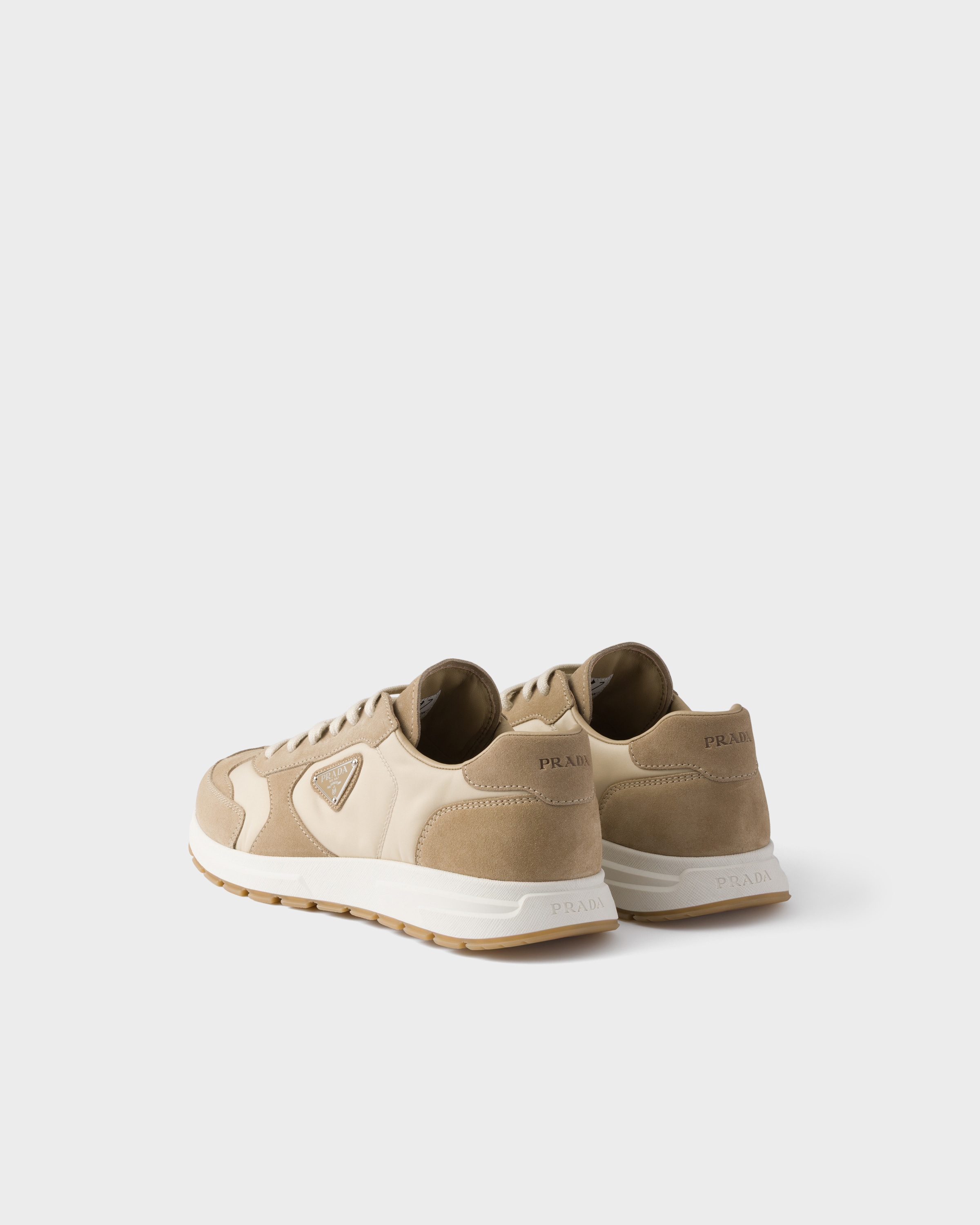 Sneakers prax en daim et re-nylon PRADA Beige