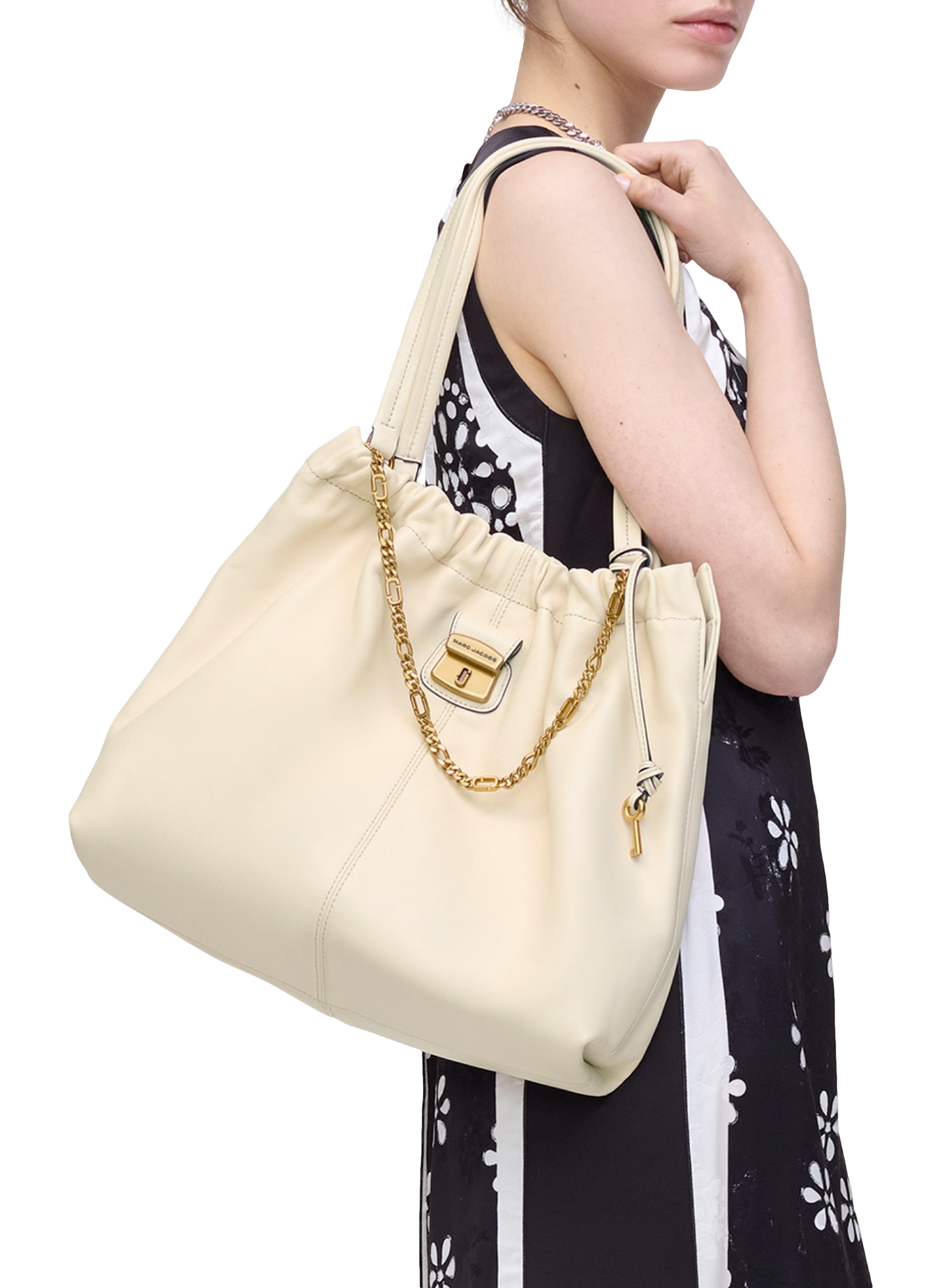 Sac The Cristina Tote en cuir MARC JACOBS Blanc