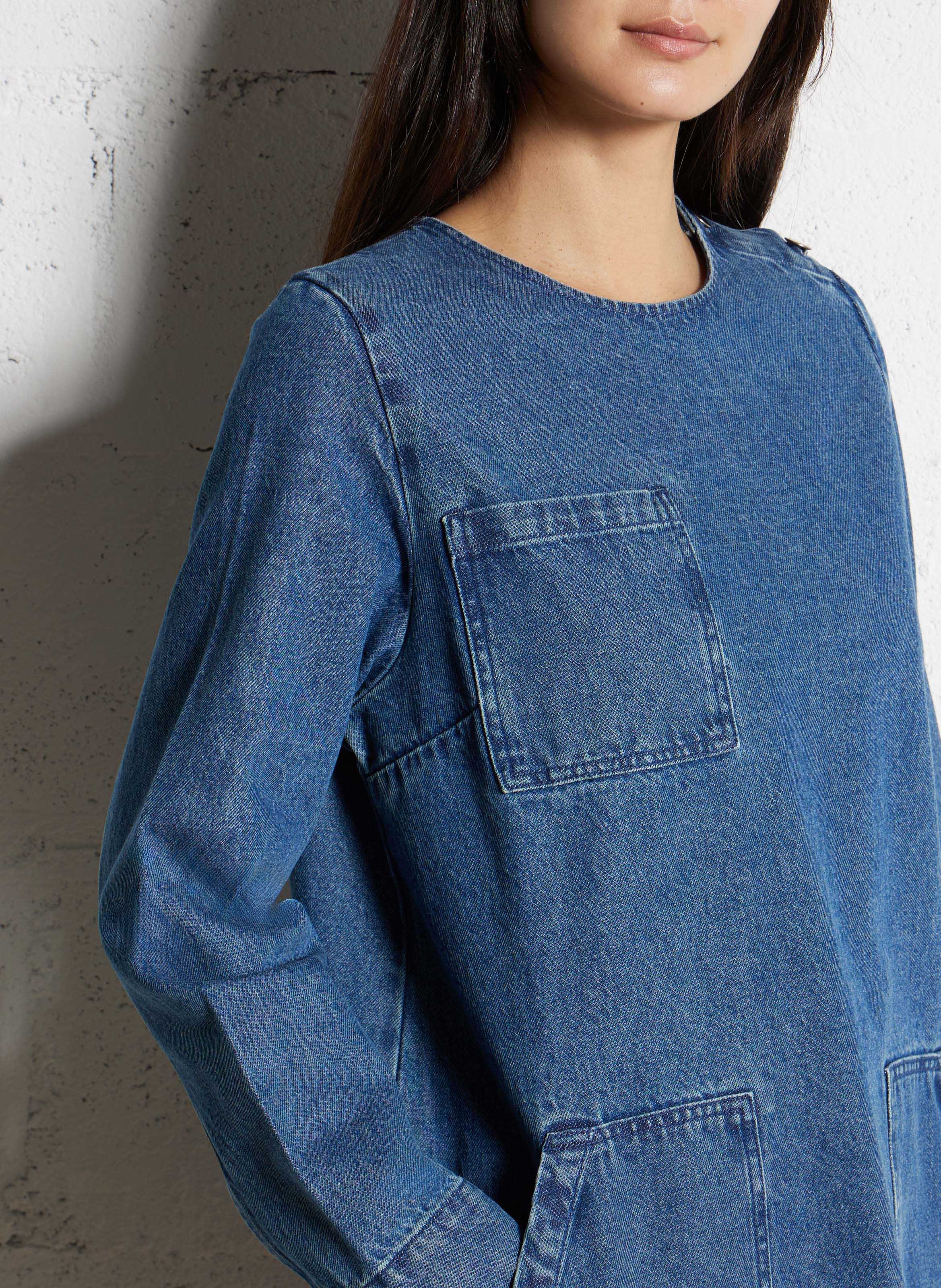 Robe en jean droite à poches IKKS Bleu