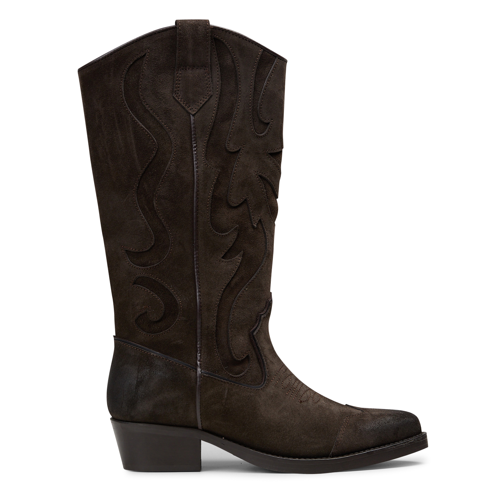 Bottes santiags en cuir velours IKKS Marron