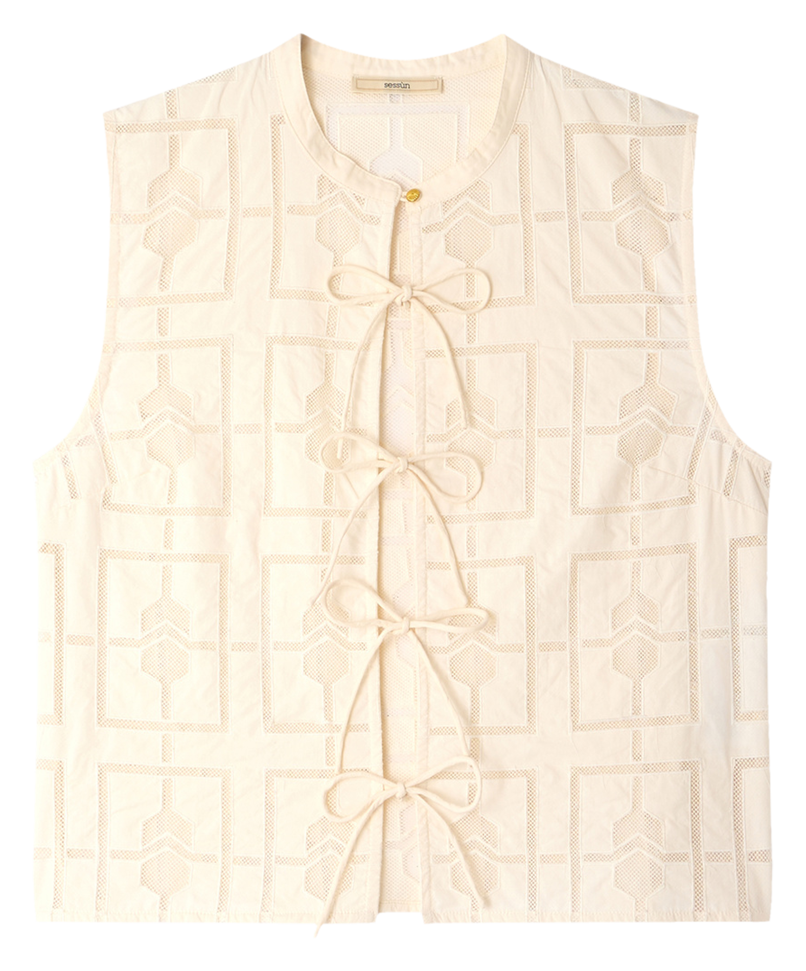 Top sans manches à motif résille janiece SESSUN Beige