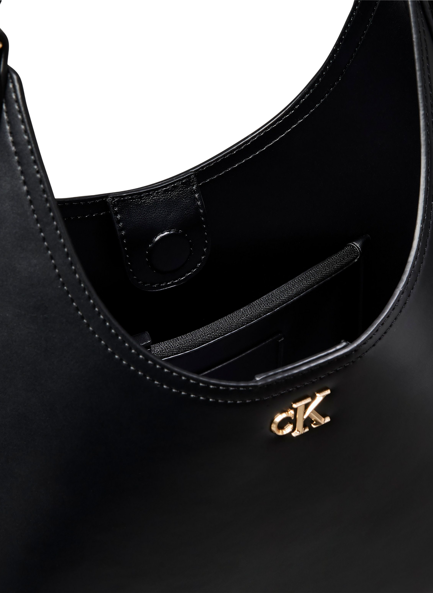 Handbag with golden metal logo CALVIN KLEIN Black