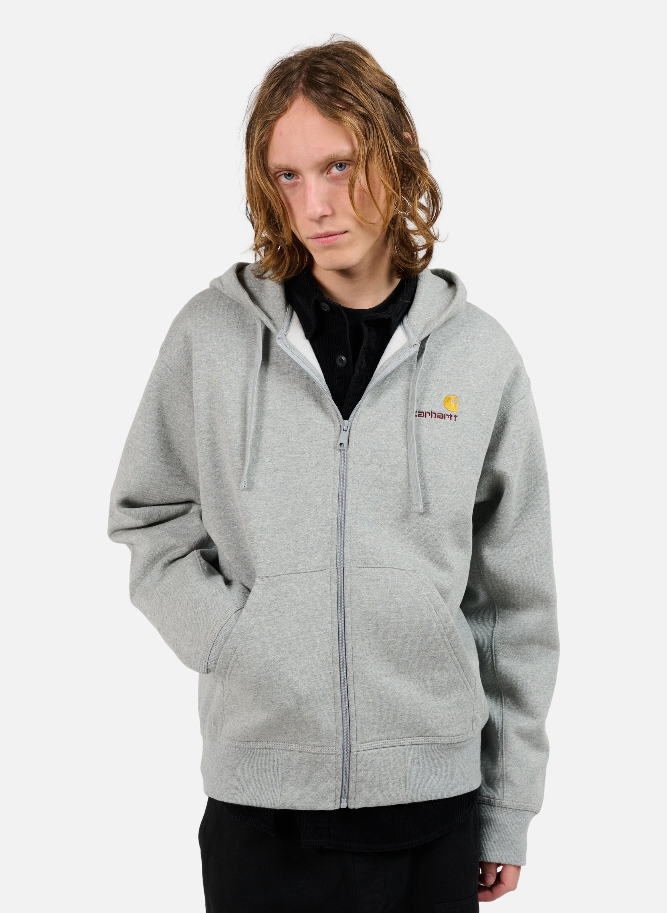 Sweatshirt zippé hooded american script CARHARTT WIP Gris