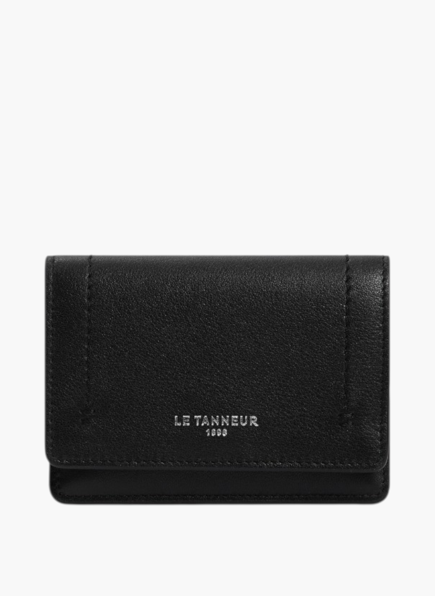 Petit porte cartes à rabat louison en cuir lisse LE TANNEUR Noir