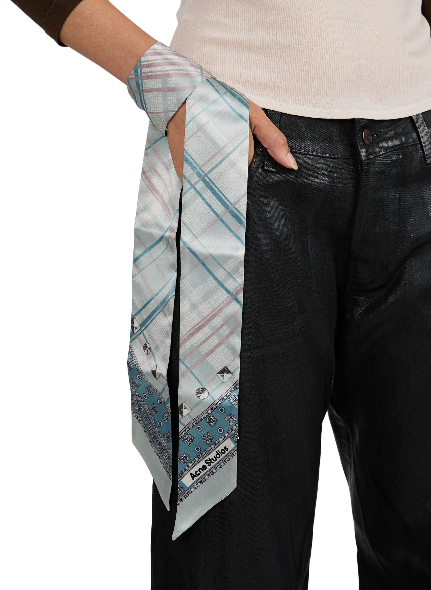 Feiner Seidenschal mit Print ACNE STUDIOS Blau
