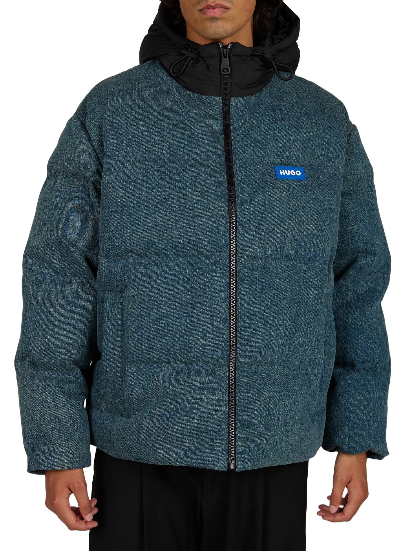 Quilted cotton denim jacket HUGO BLUE Blue
