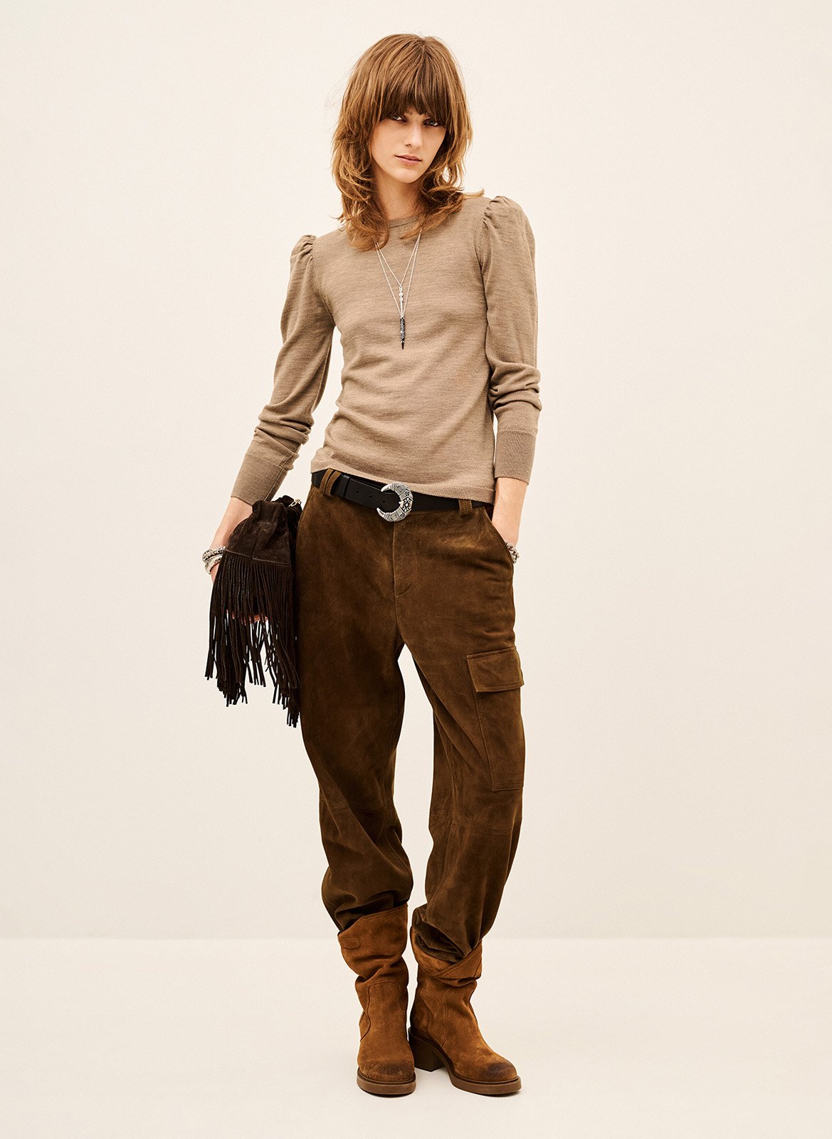 Effen recht model van Britse wol | Beige BA&SH Dames