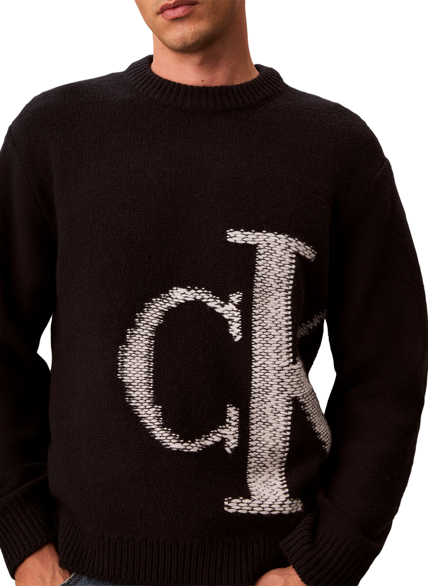 Organic cotton round-neck jumper CALVIN KLEIN Black