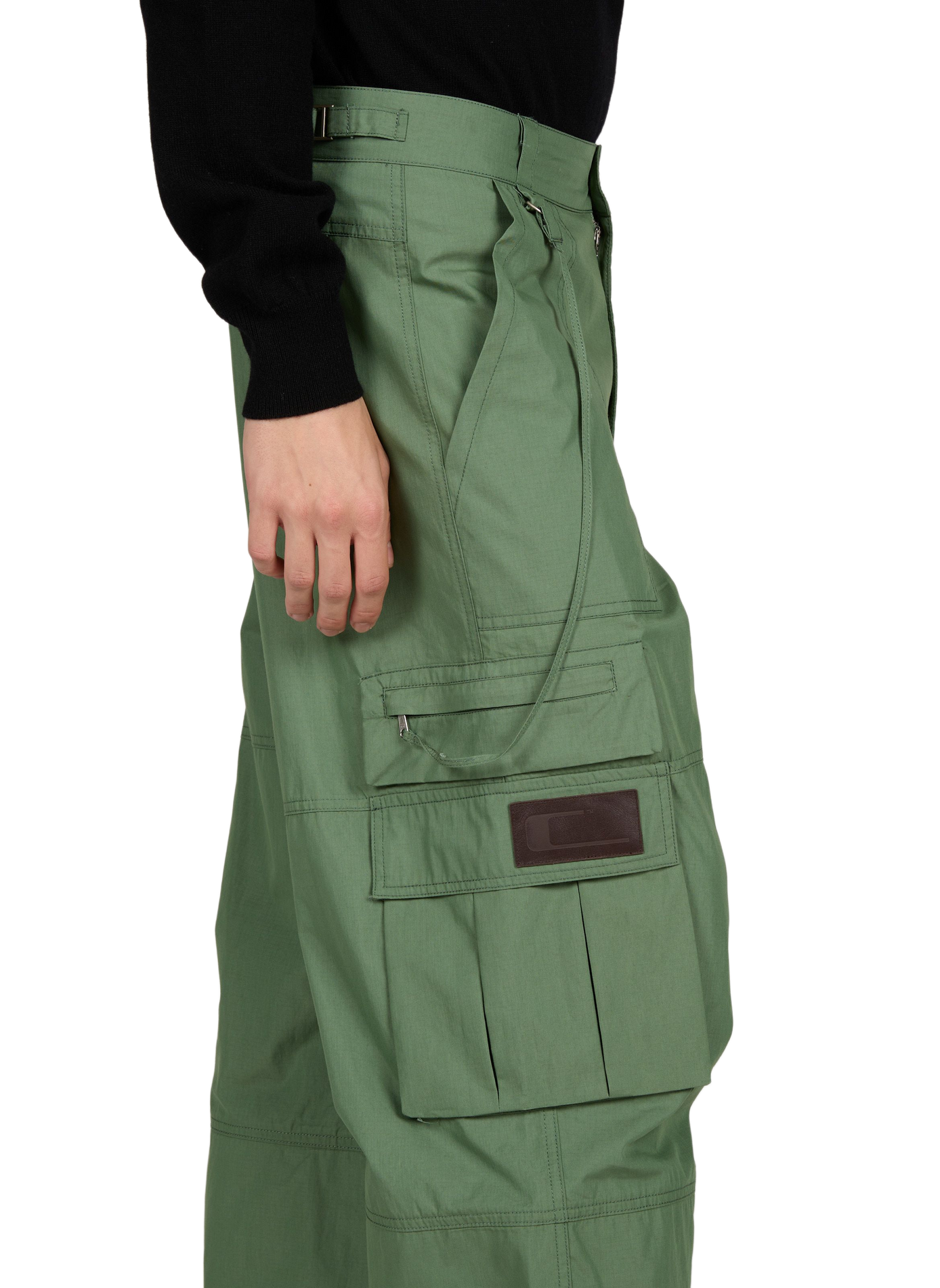 Plain wide-leg cargo trousers CARRER Green