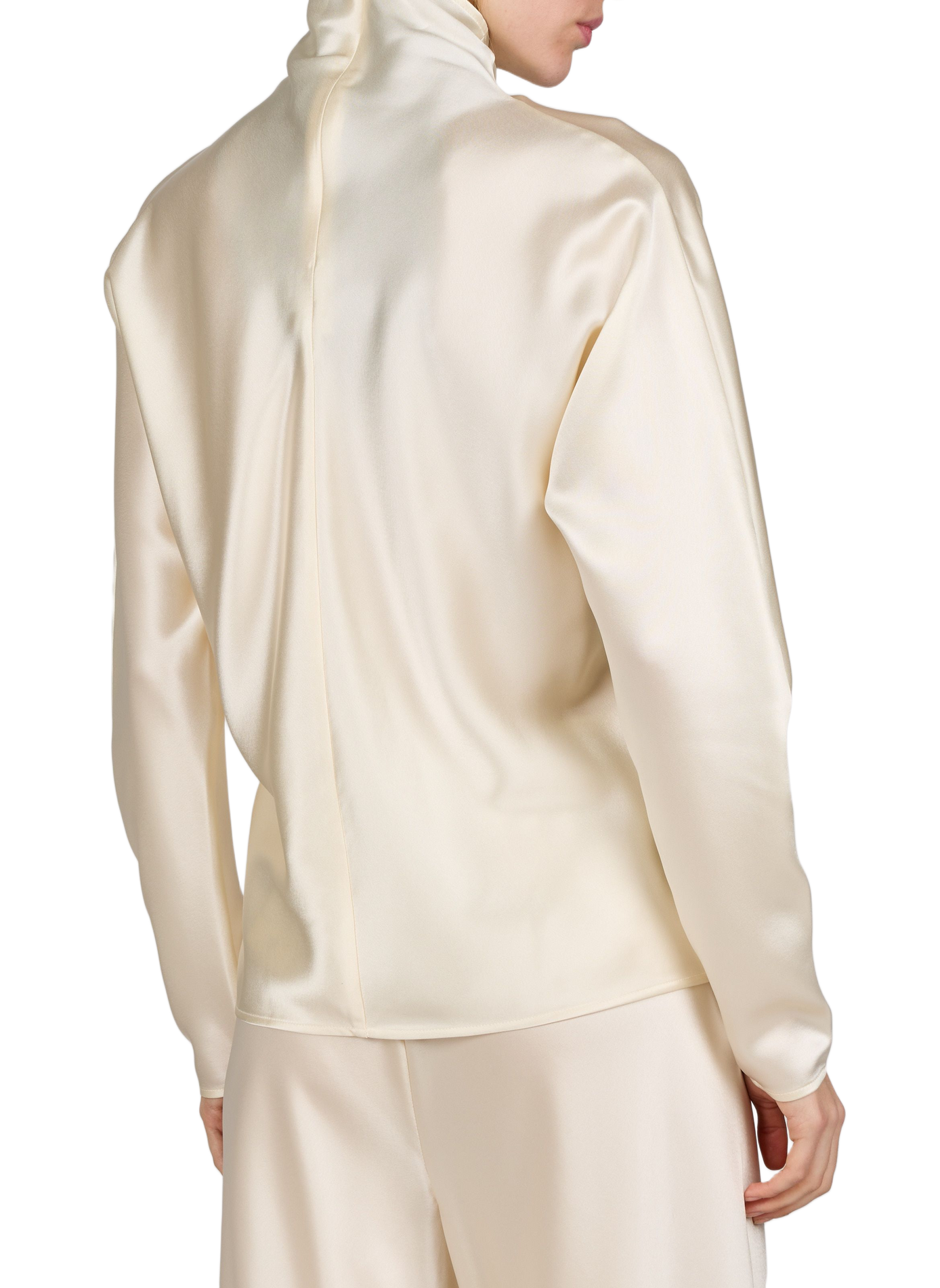 High-neck satin blouse ALMADA Beige