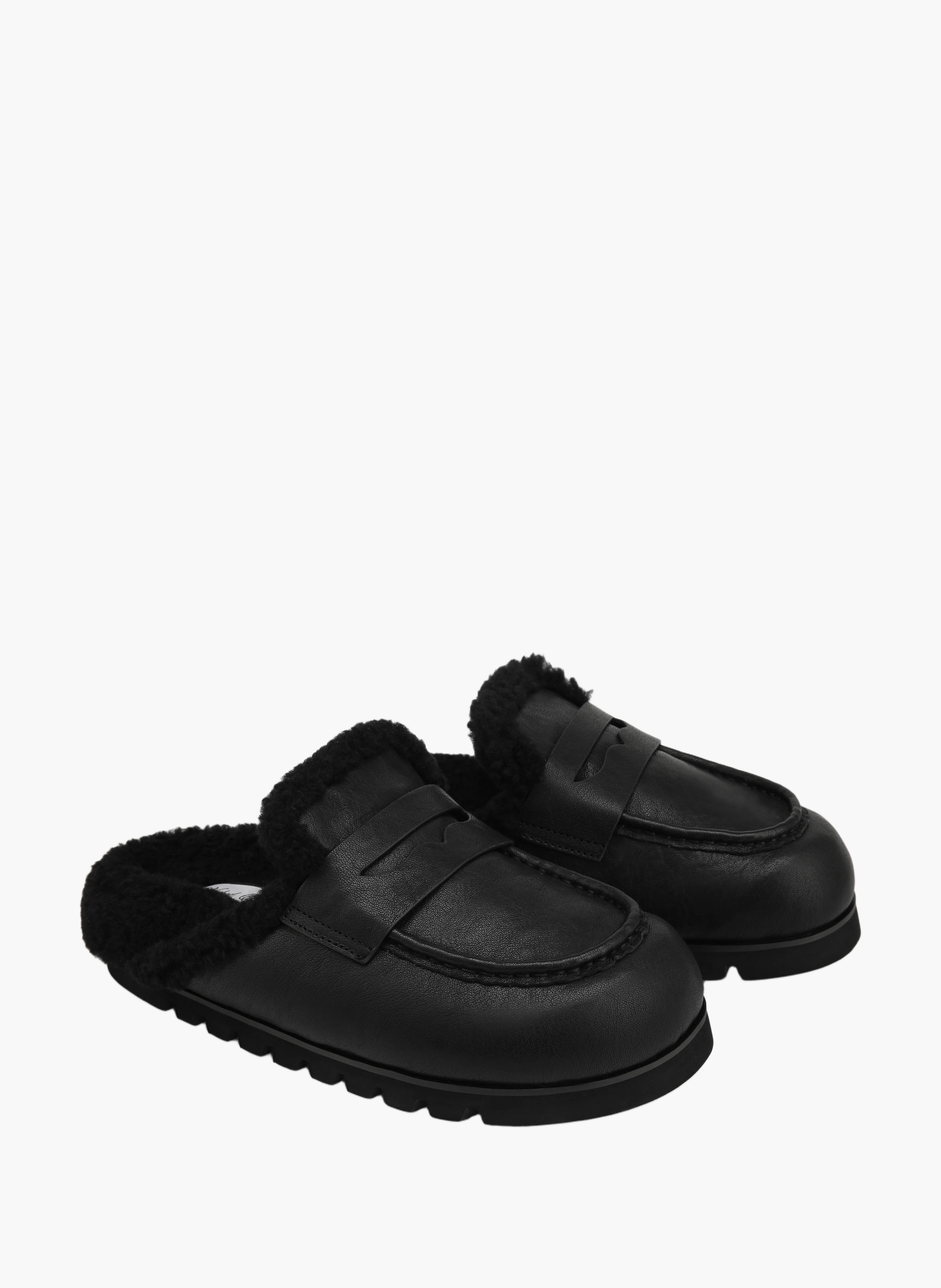 Mules cord fur en cuir NAKED WOLFE Noir