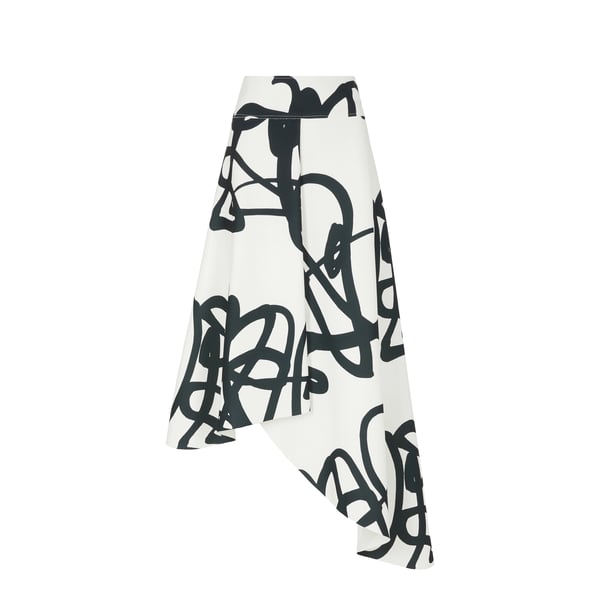 Jupe asymétrique à motifs géométriques