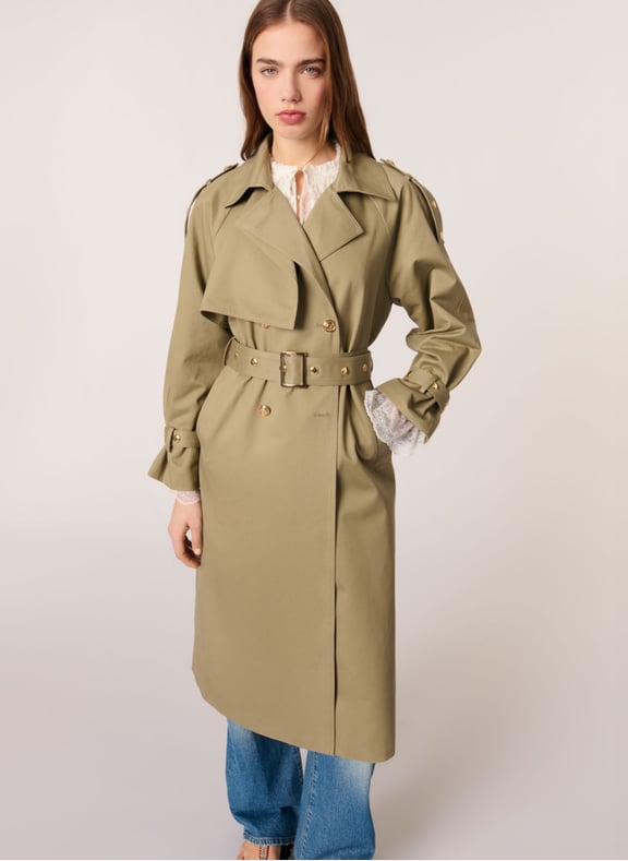 Trench cintrée en coton Kaki by MAJE MAJE Trench cintrée en coton Kaki