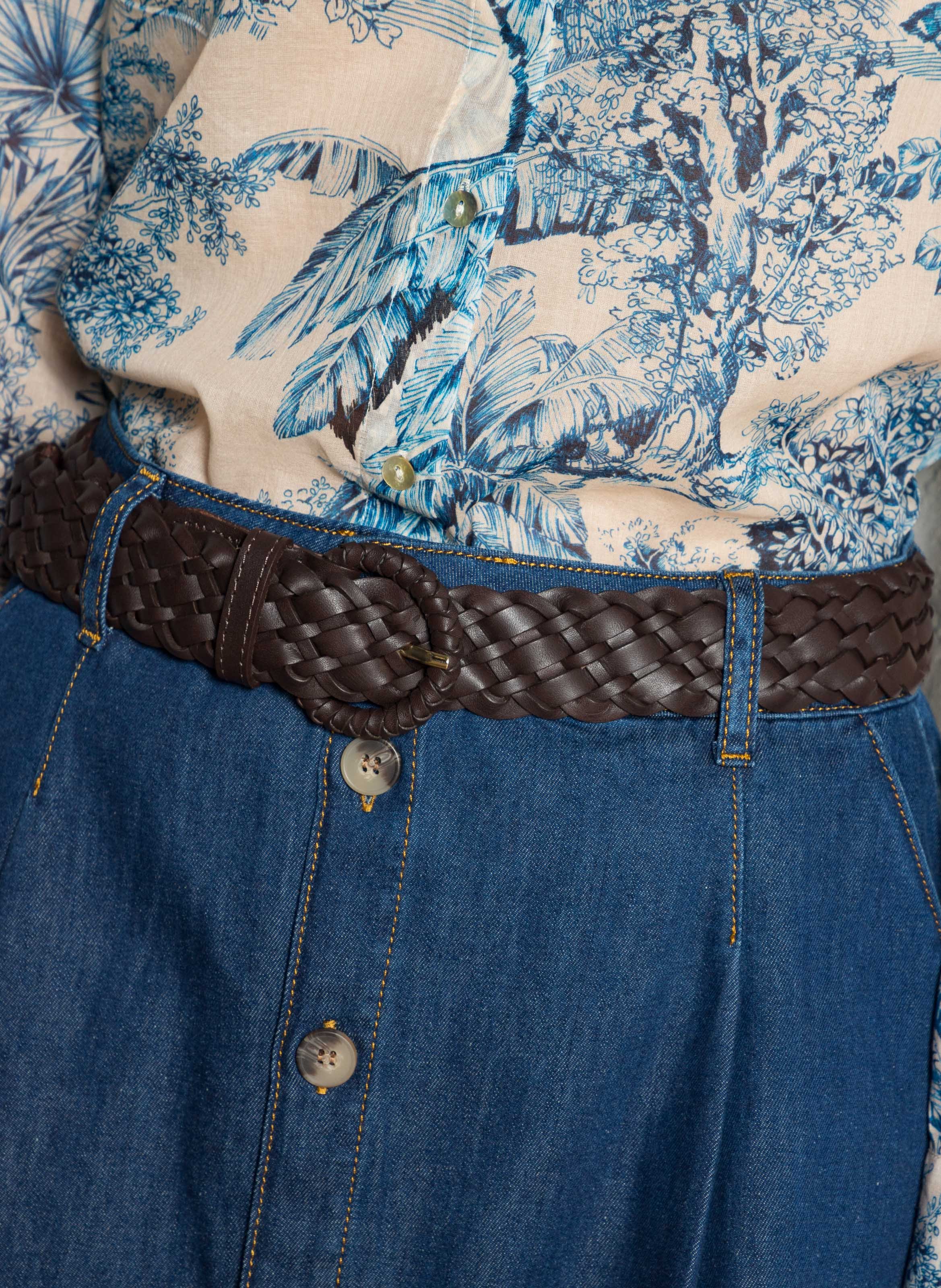 Ceinture en cuir tressé victoire bis MAISON 123 Marron