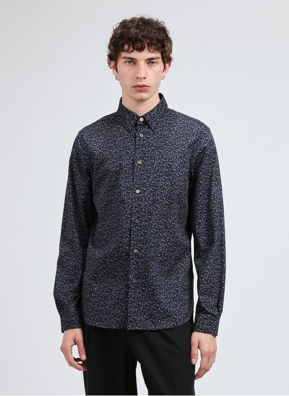 Printed cotton-blend shirt Blue by PAUL SMITH PAUL SMITH Printed cotton-blend shirt Blue