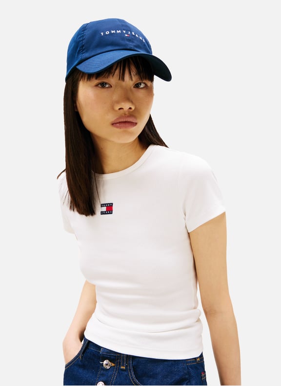 T-shirt à logo en coton Beige by TOMMY HILFIGER TOMMY HILFIGER T-shirt à logo en coton Beige