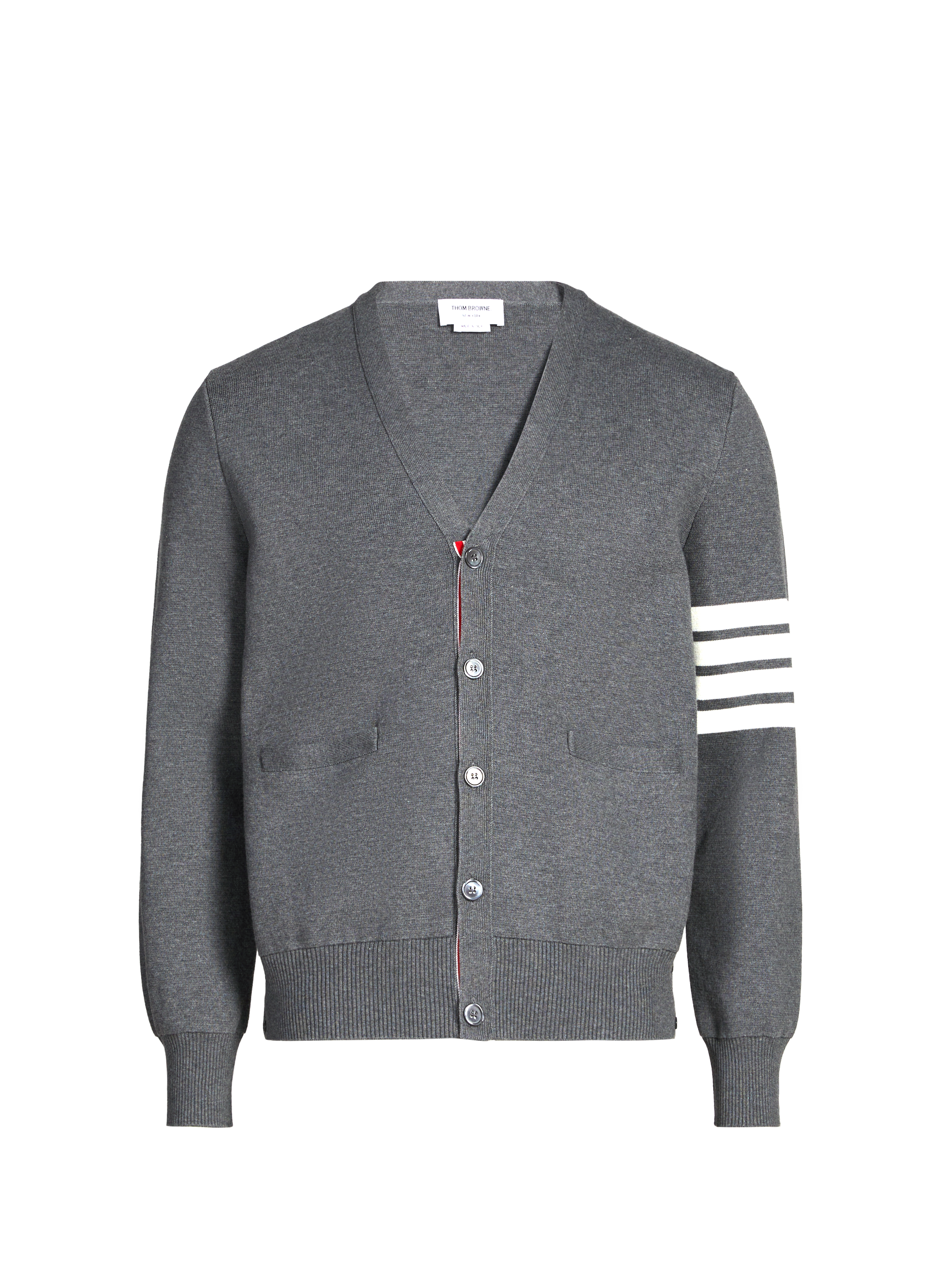 Milano Stitch 4-bar cotton Cardigan THOM BROWNE Grey