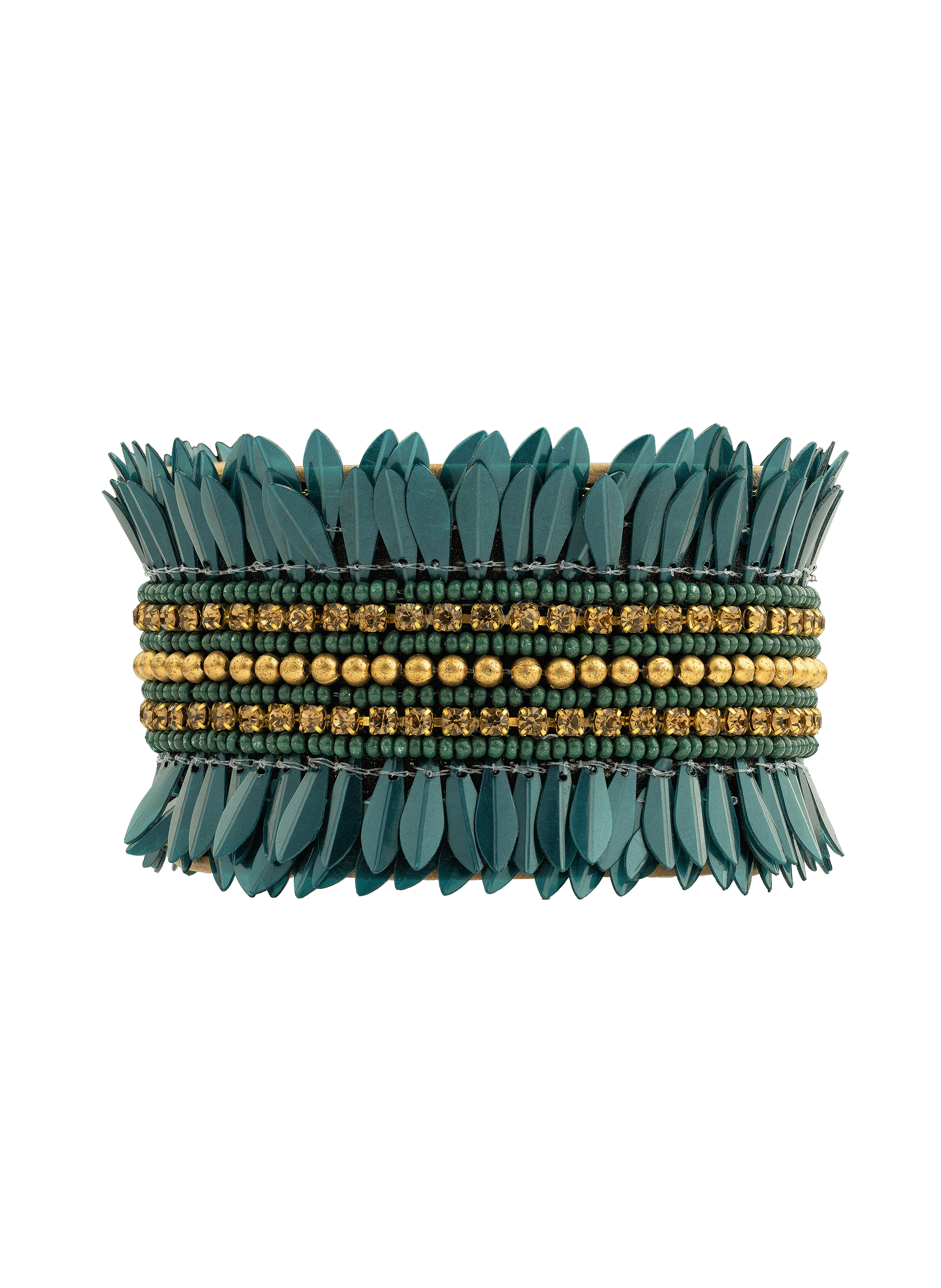 Bracelet manchette réglable de perles benson HIPANEMA Vert