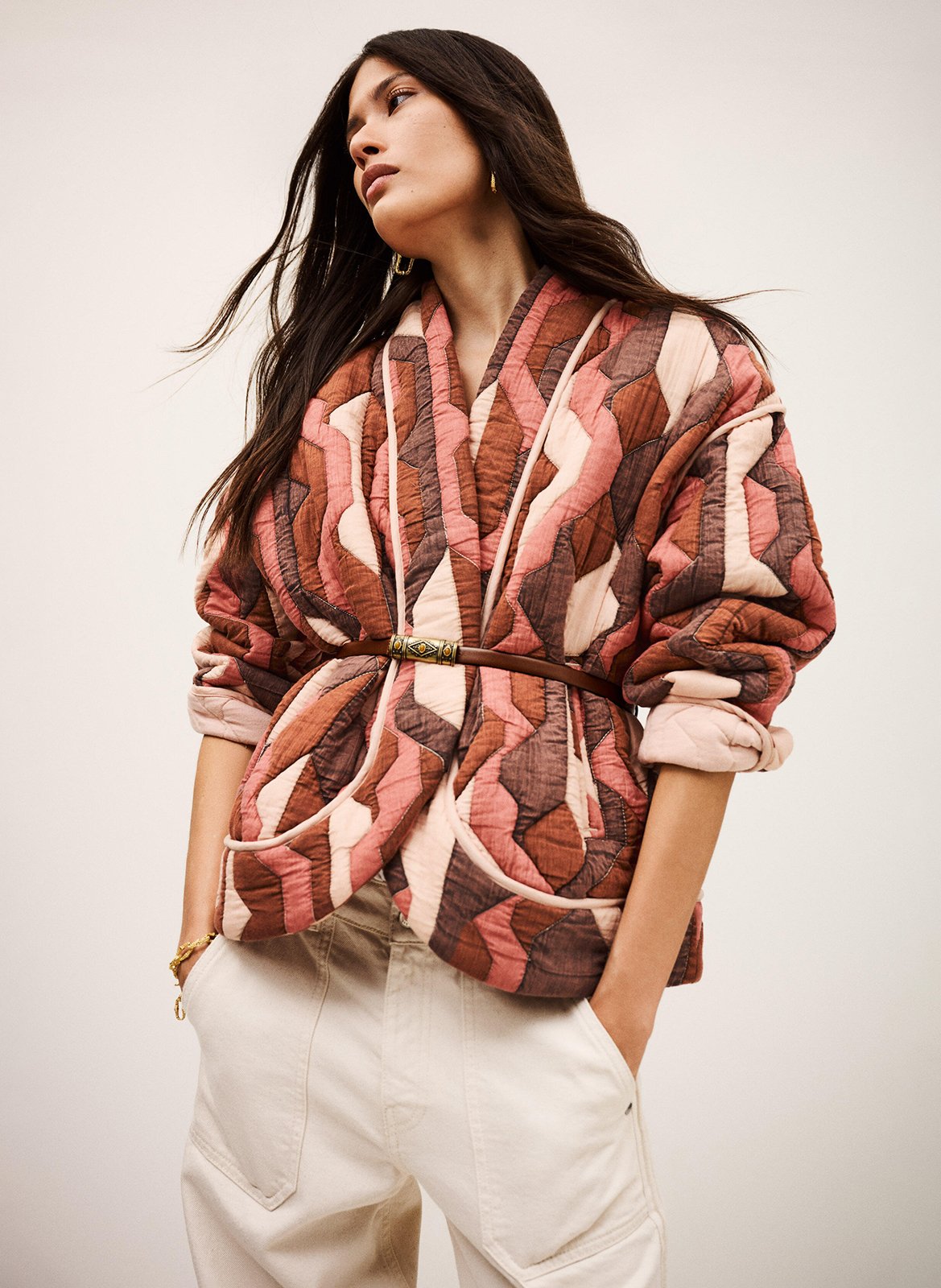 Veste matelassée imprimée col v trincy BA&SH Violet